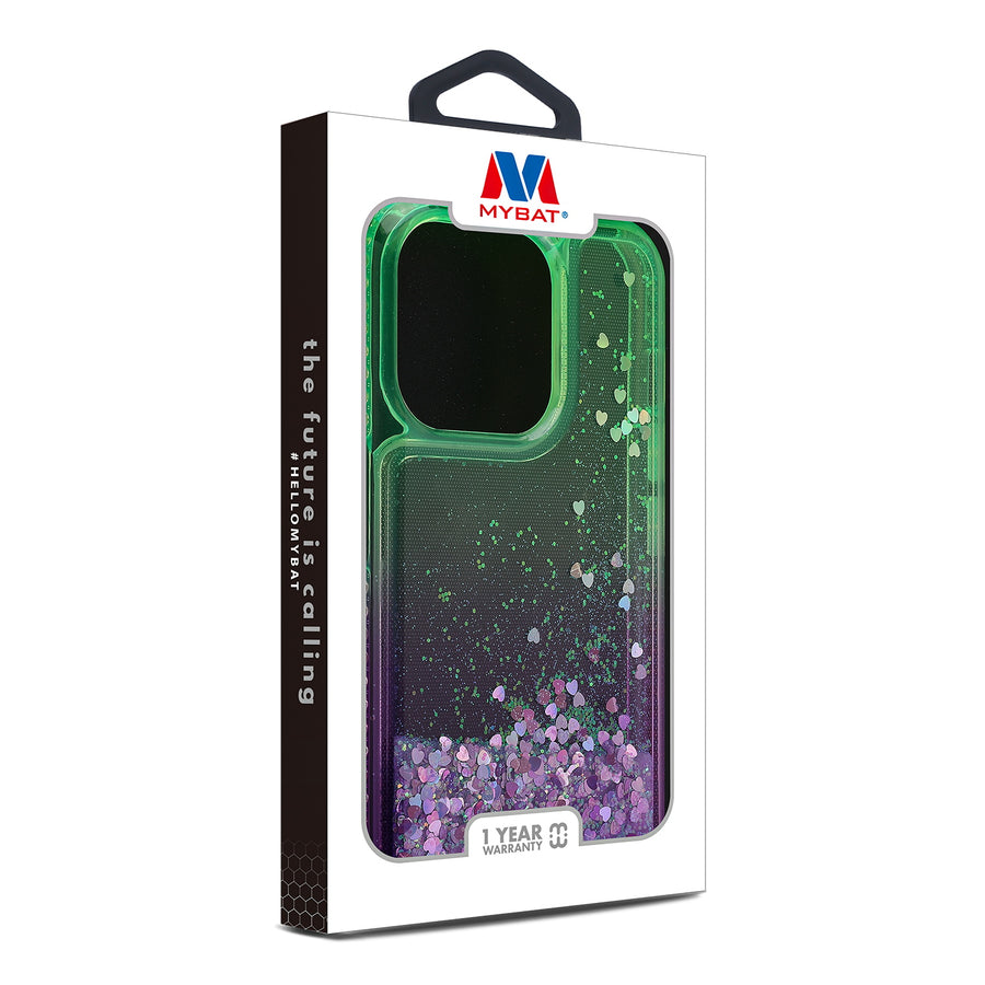MyBat Quicksand Glitter with Diamonds Protector Cover for Apple iPhone 15 Pro - Purple / Green Gradient - MIP15PCSGTMM203-8.jpg