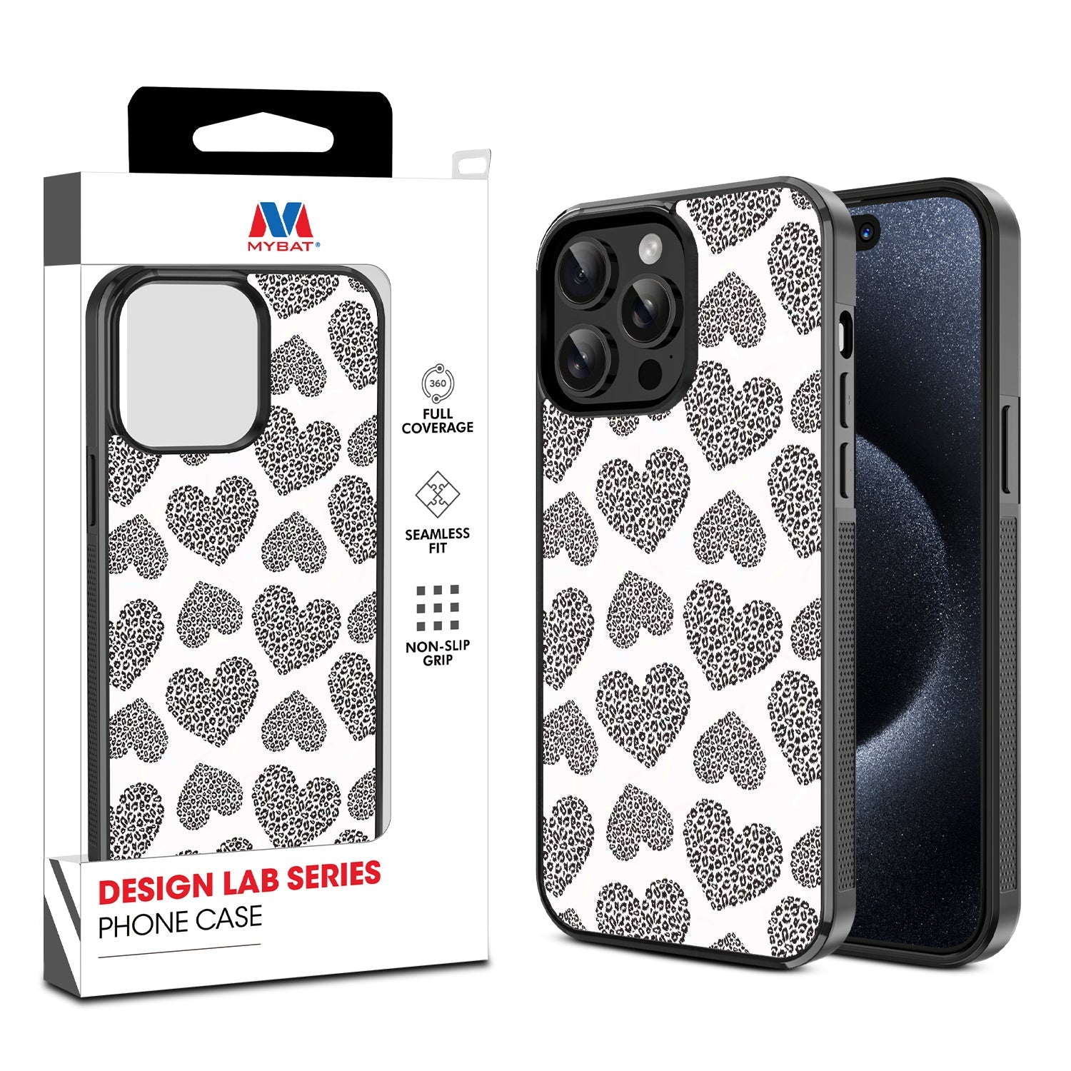 MyBat Design Lab Series Case for Apple iPhone 15 Pro (6.1) - Leopard Print Hearts