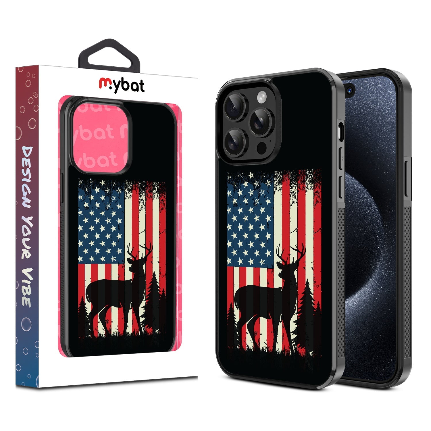 MyBat Design Lab Series Case for Apple iPhone 15 Pro (6.1) - Stars, Stripes and Stags