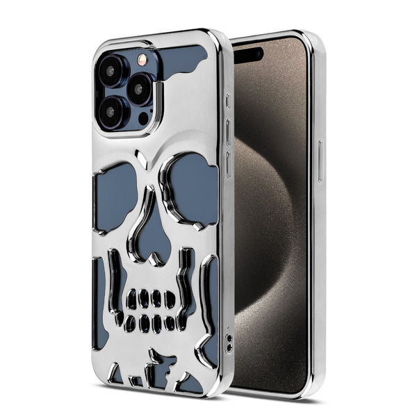 MyBat Skullcap Protector Cover for Apple iPhone 15 Pro - Silver Plating - MIP15PCSSLCS203-2.jpg