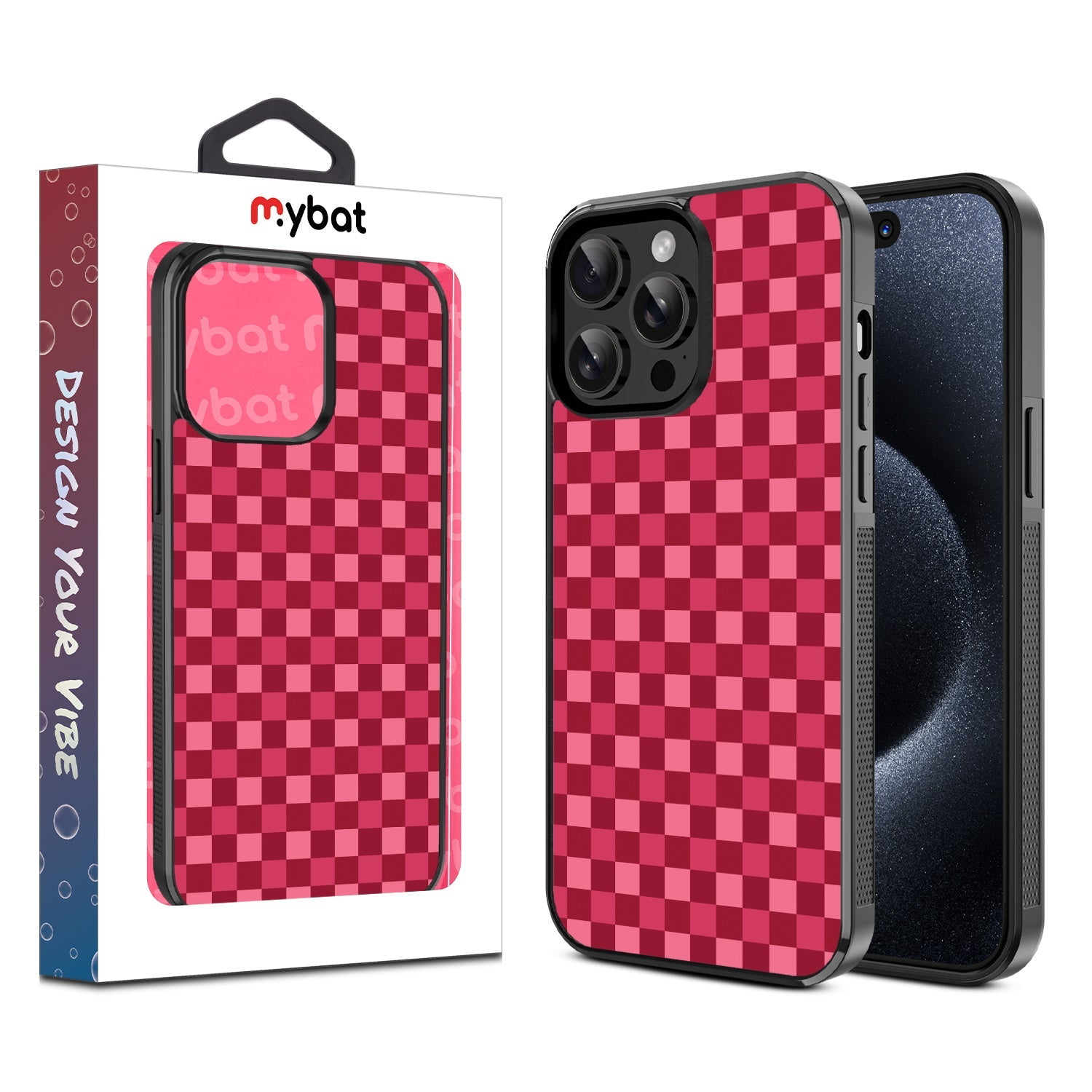 MyBat Design Lab Series Case for Apple iPhone 15 Pro Max - Raspberry Check