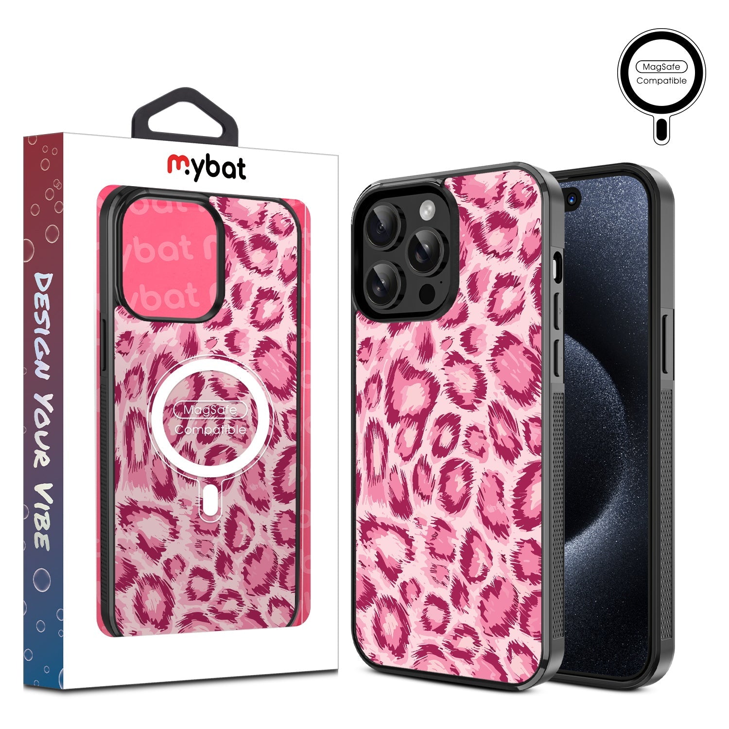 MyBat Design Lab Series MagSafe Case for Apple iPhone 15 Pro Max (6.7) - Pink Leopard Print