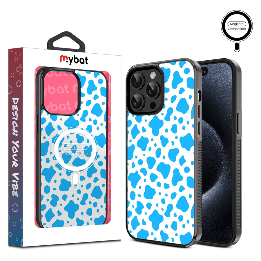 MyBat Design Lab Series MagSafe Case for Apple iPhone 15 Pro Max (6.7) - Blue Cow Print