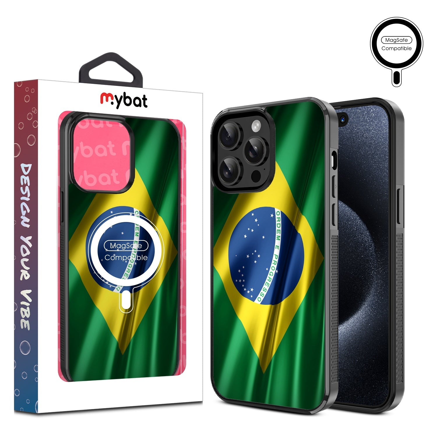 MyBat Design Lab Series MagSafe Case for Apple iPhone 15 Pro Max (6.7) - Brazilian Flag