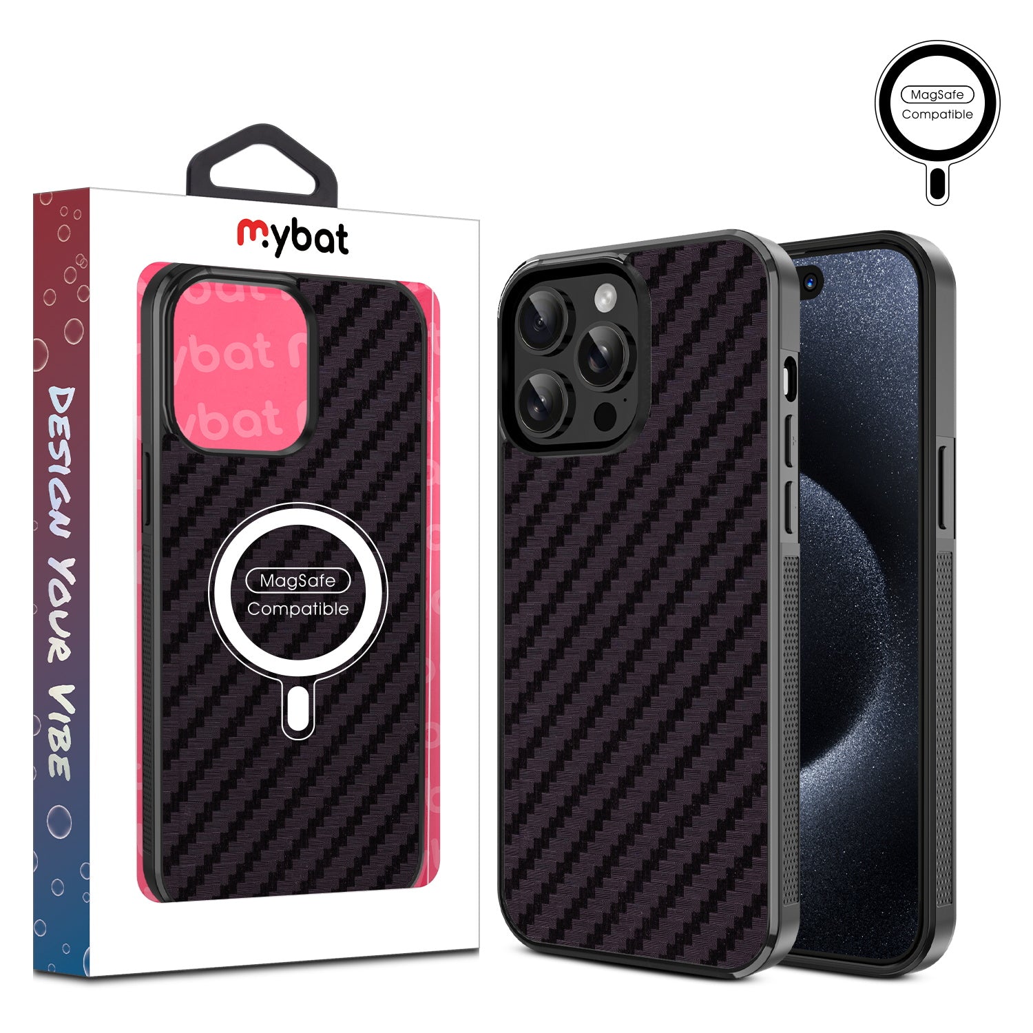 MyBat Design Lab Series MagSafe Case for Apple iPhone 15 Pro Max (6.7) - Carbon Fiber