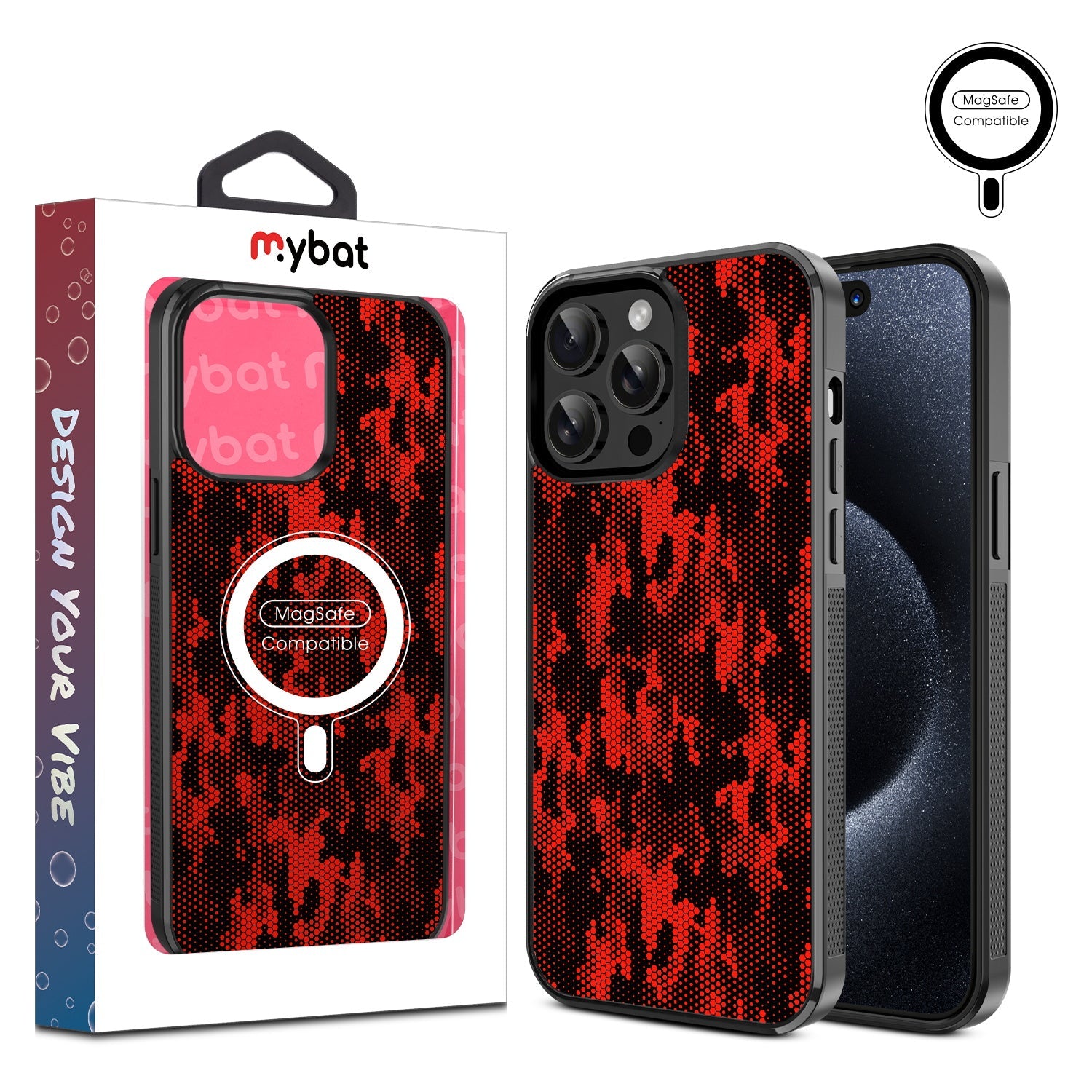 MyBat Design Lab Series MagSafe Case for Apple iPhone 15 Pro Max (6.7) - Red Digital Camouflage
