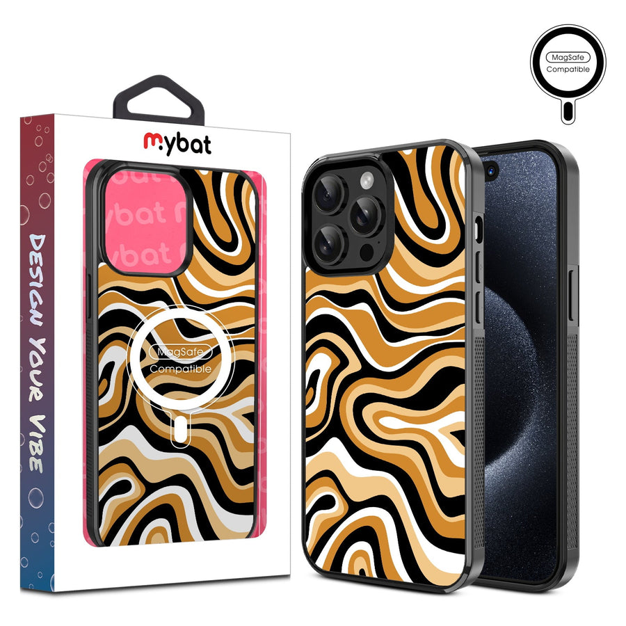 MyBat Design Lab Series MagSafe Case for Apple iPhone 15 Pro Max (6.7) - Groovy Golden Swirls