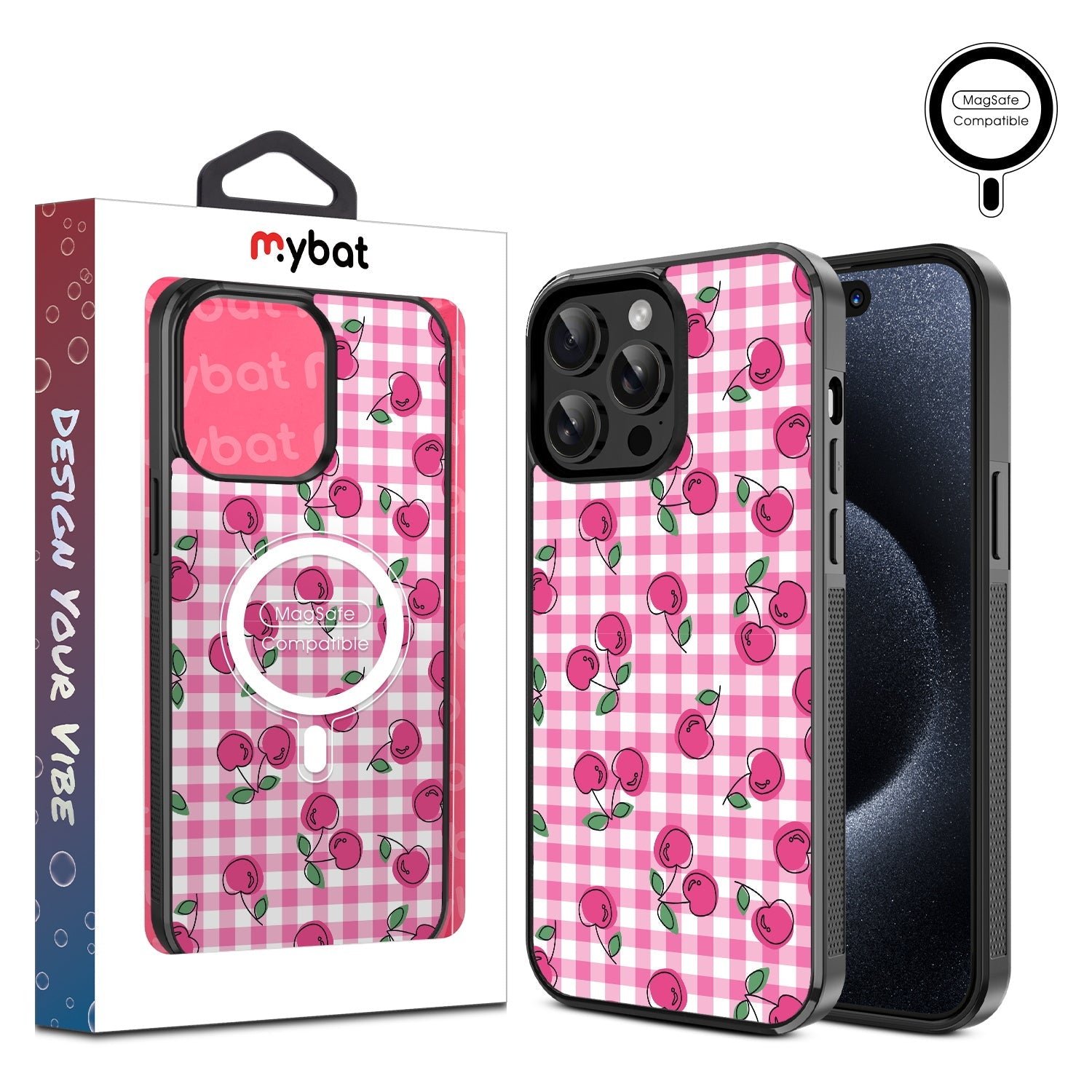 MyBat Design Lab Series MagSafe Case for Apple iPhone 15 Pro Max (6.7) - Pink Cherries