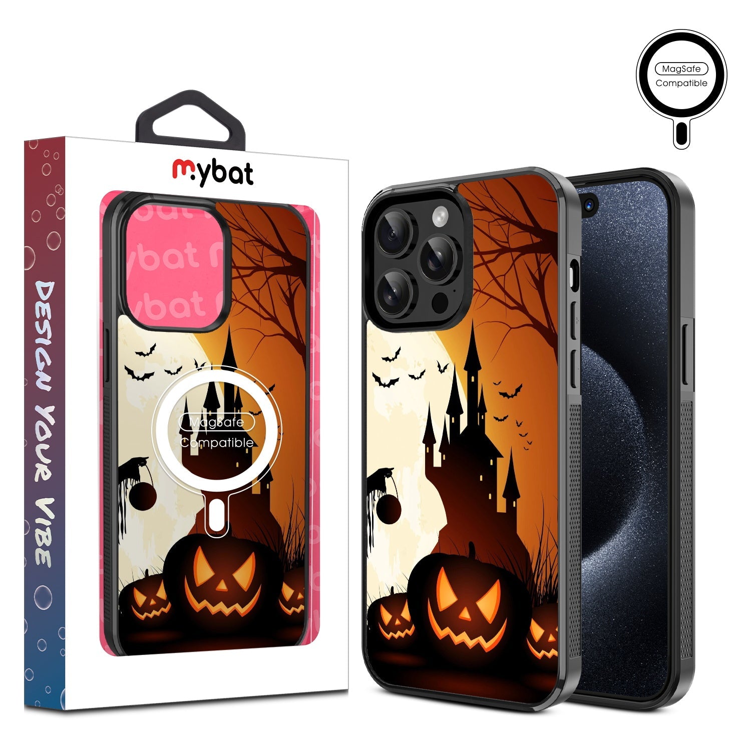 MyBat Design Lab Series MagSafe Case for Apple iPhone 15 Pro Max (6.7) - Spooky Pumpkin Patch