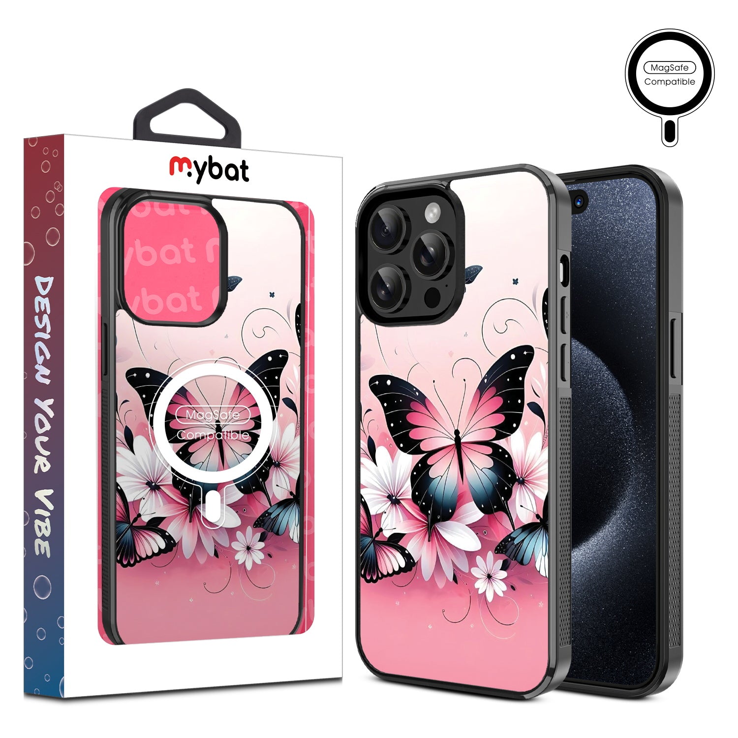 MyBat Design Lab Series MagSafe Case for Apple iPhone 15 Pro Max (6.7) - Butterfly Bouquet