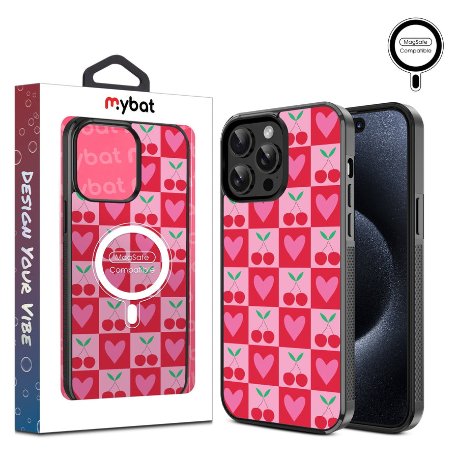 MyBat Design Lab Series MagSafe Case for Apple iPhone 15 Pro Max (6.7) - Cherry Hearts