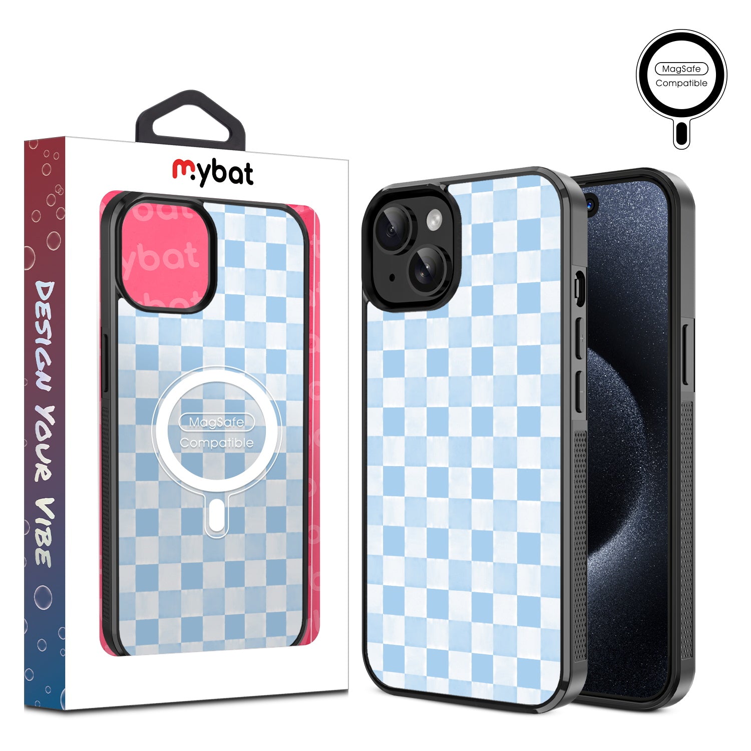 MyBat Design Lab Series MagSafe Case for Apple iPhone 15 Pro Max - Sky Blue Check