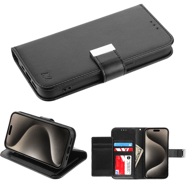 MyBat MyJacket Wallet Xtra Series for Apple iPhone 15 Pro Max - Black / Black - MIP15PMPCMJG031-2.jpg