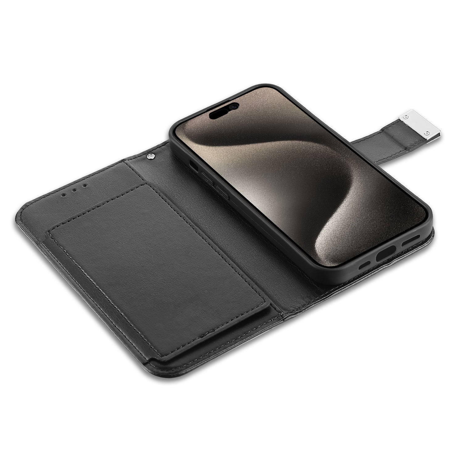 MyBat MyJacket Wallet Xtra Series for Apple iPhone 15 Pro Max - Black / Black - MIP15PMPCMJG031-5.jpg