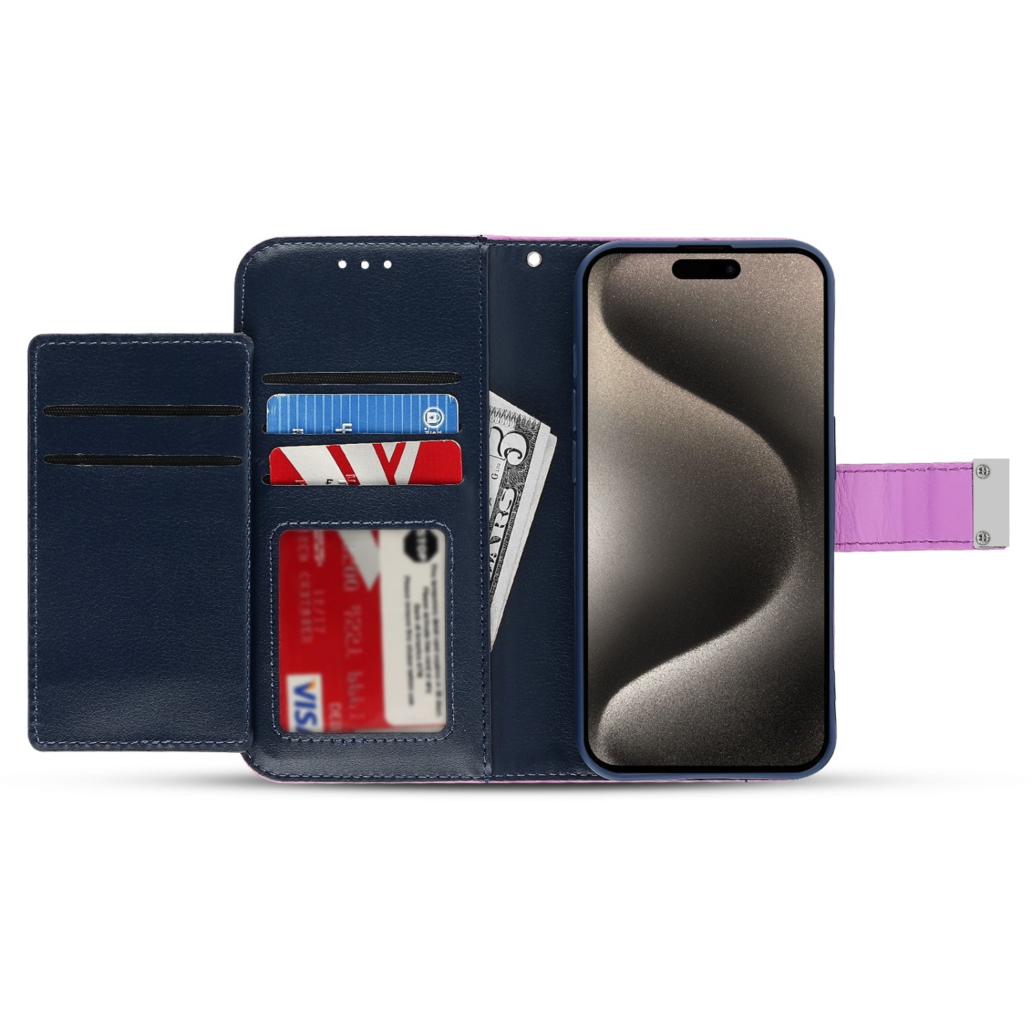 MyBat MyJacket Wallet Xtra Series for Apple iPhone 15 Pro Max - Purple / Dark Blue - MIP15PMPCMJG034-3.jpg