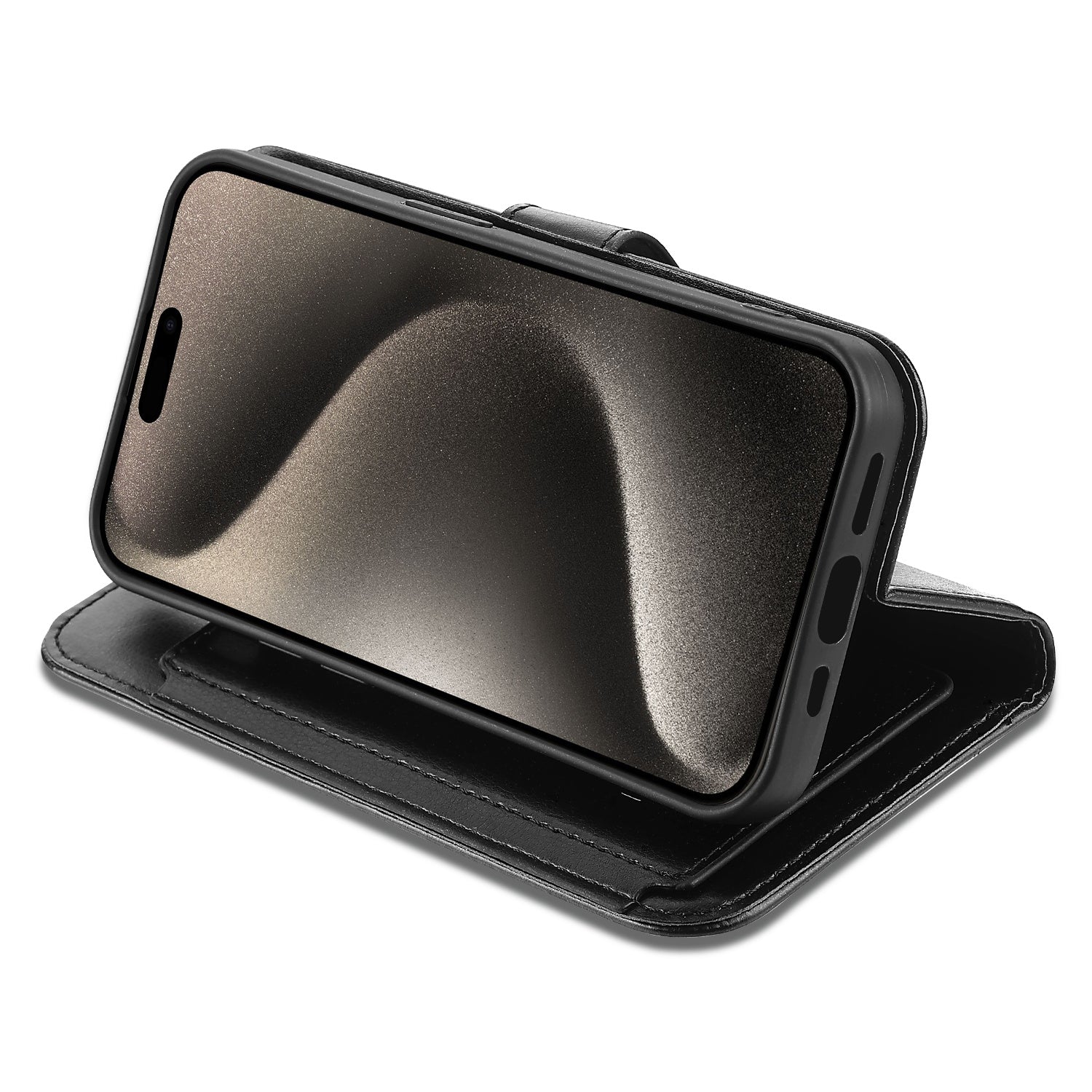 MyBat MyJacket Wallet Xtra Series for Apple iPhone 15 Pro - Black / Black - MIP15PPCMJG031-4.jpg