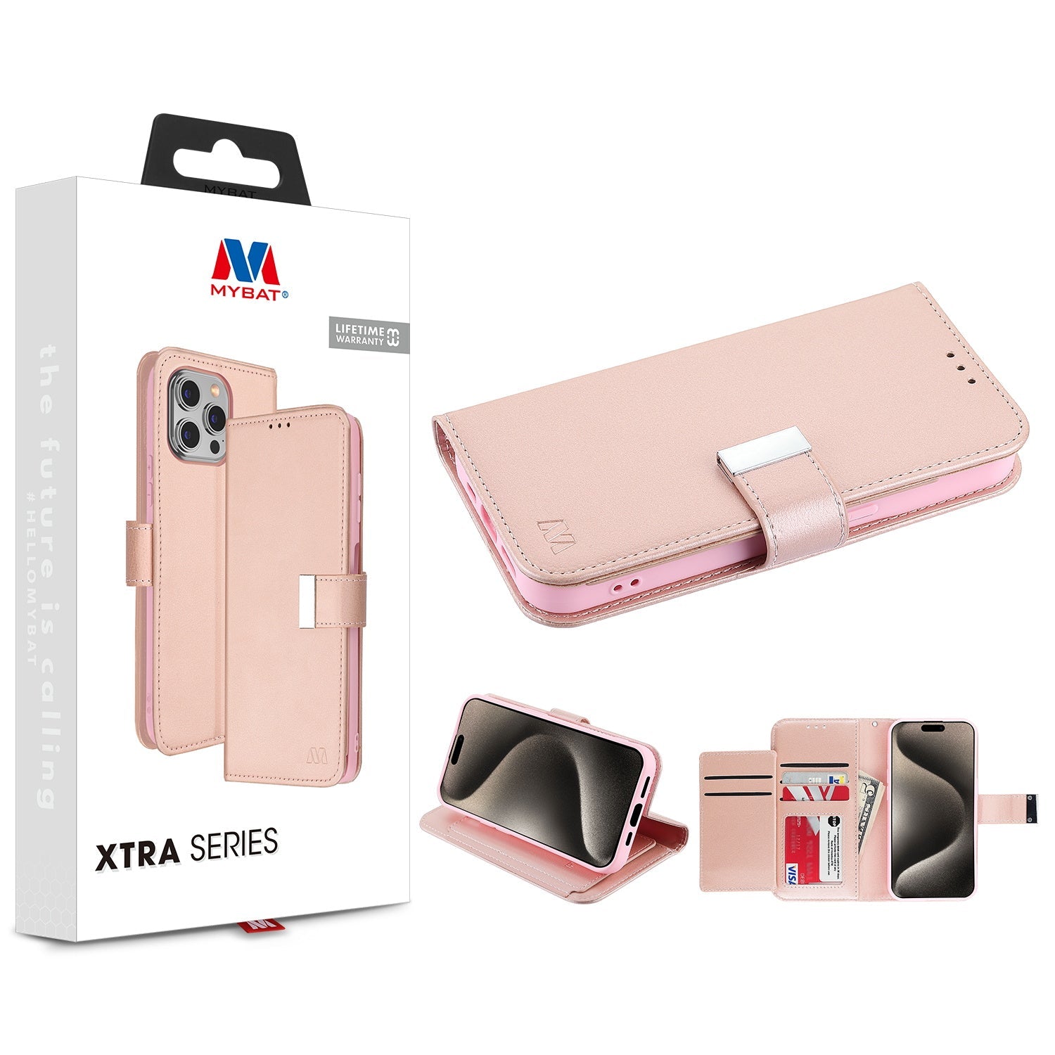 MyBat MyJacket Wallet Xtra Series for Apple iPhone 15 Pro - Rose Gold