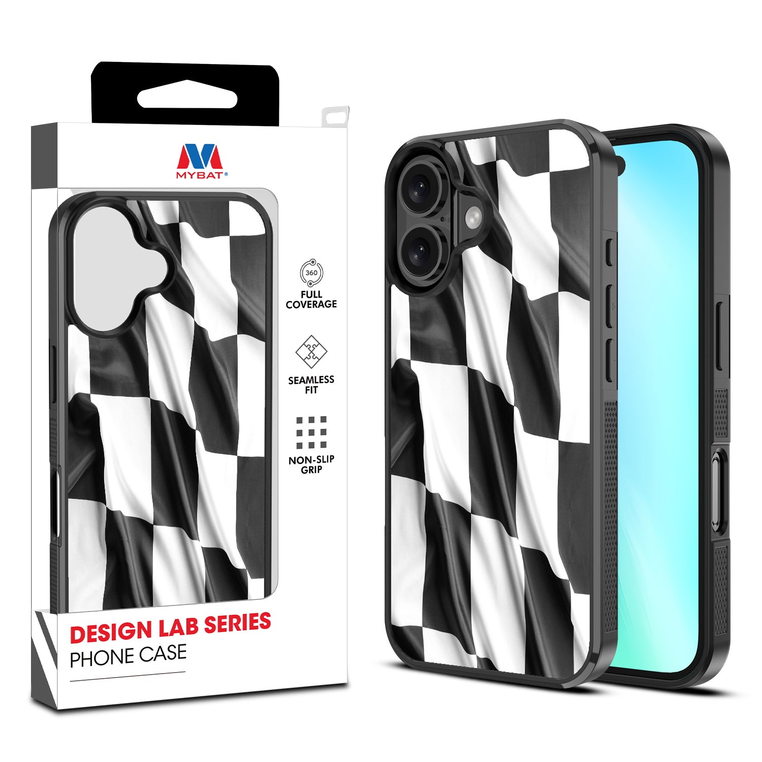 MyBat Design Lab Series Case for Apple iPhone 16 - Racing Flag
