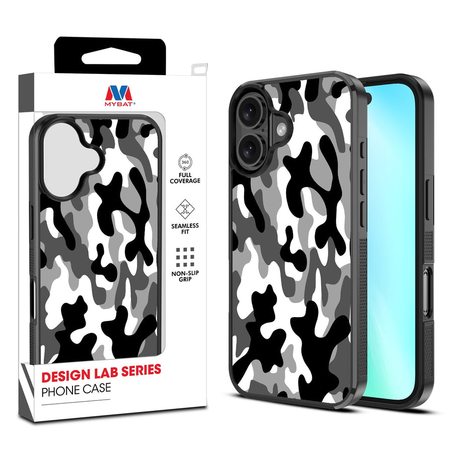 MyBat Design Lab Series Case for Apple iPhone 16 - Black & White Camouflage