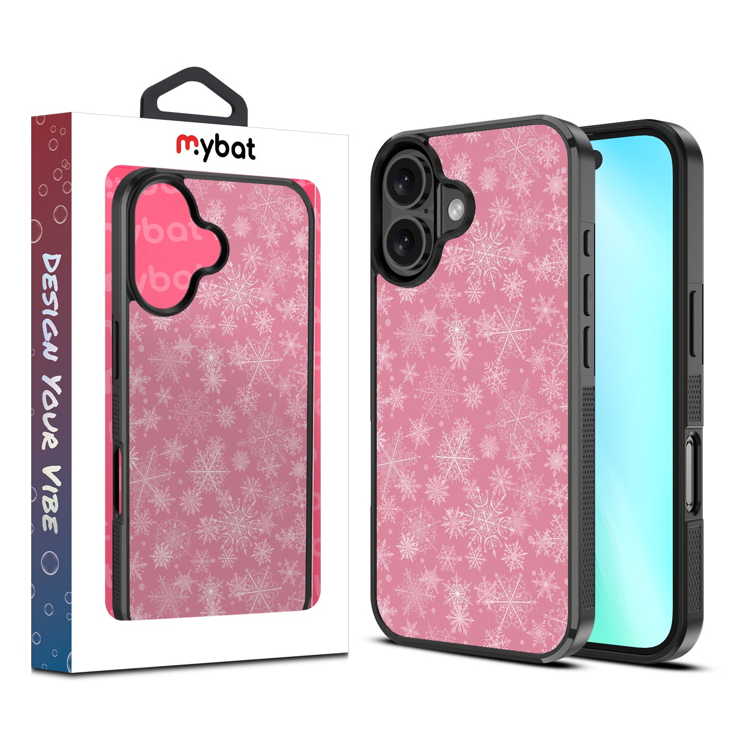 MyBat Design Lab Series Case for Apple iPhone 16 - Pink Snowflakes