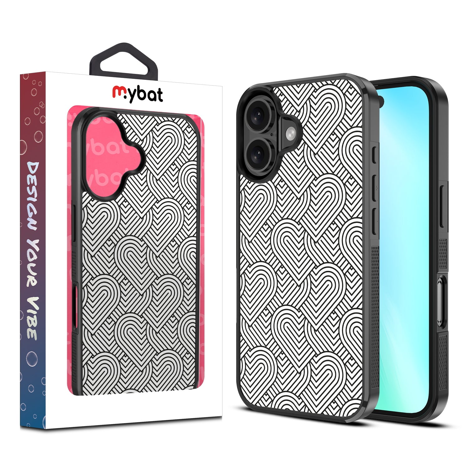 MyBat Design Lab Series Case for Apple iPhone 16 - Hearts Aligned