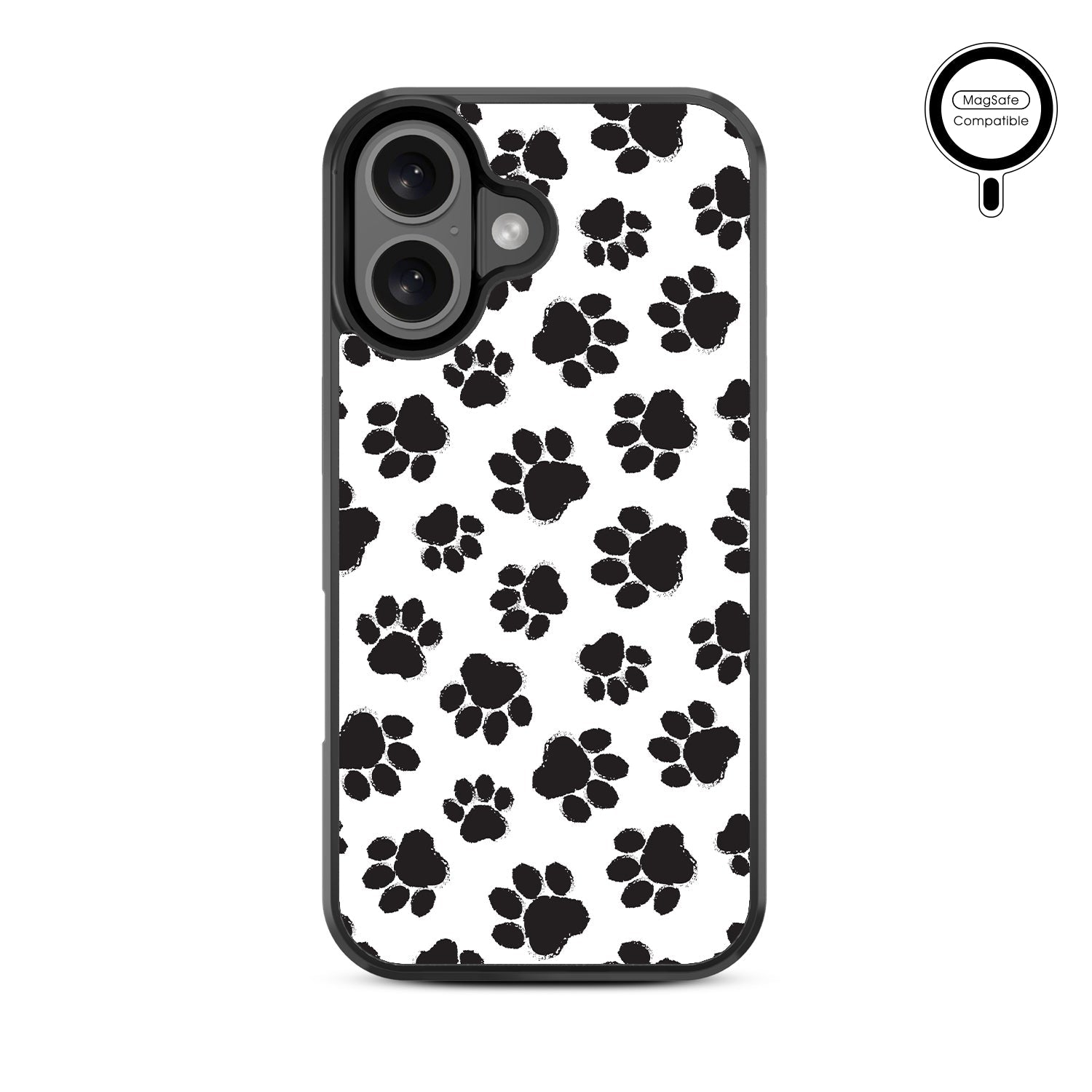 MyBat Design Lab Series MagSafe Case for Apple iPhone 16 - Black Paw Prints