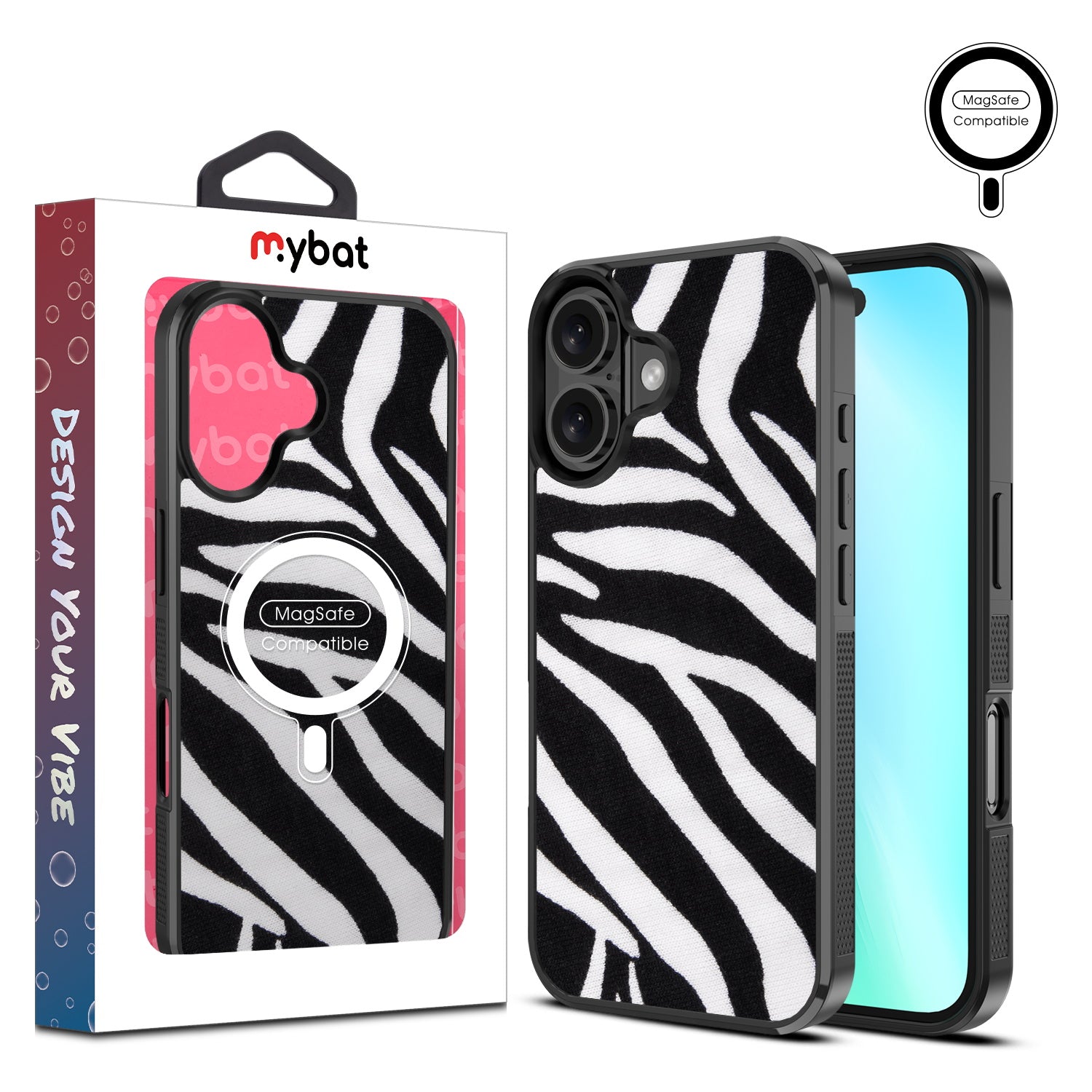 MyBat Design Lab Series MagSafe Case for Apple iPhone 16 - Zebra Print