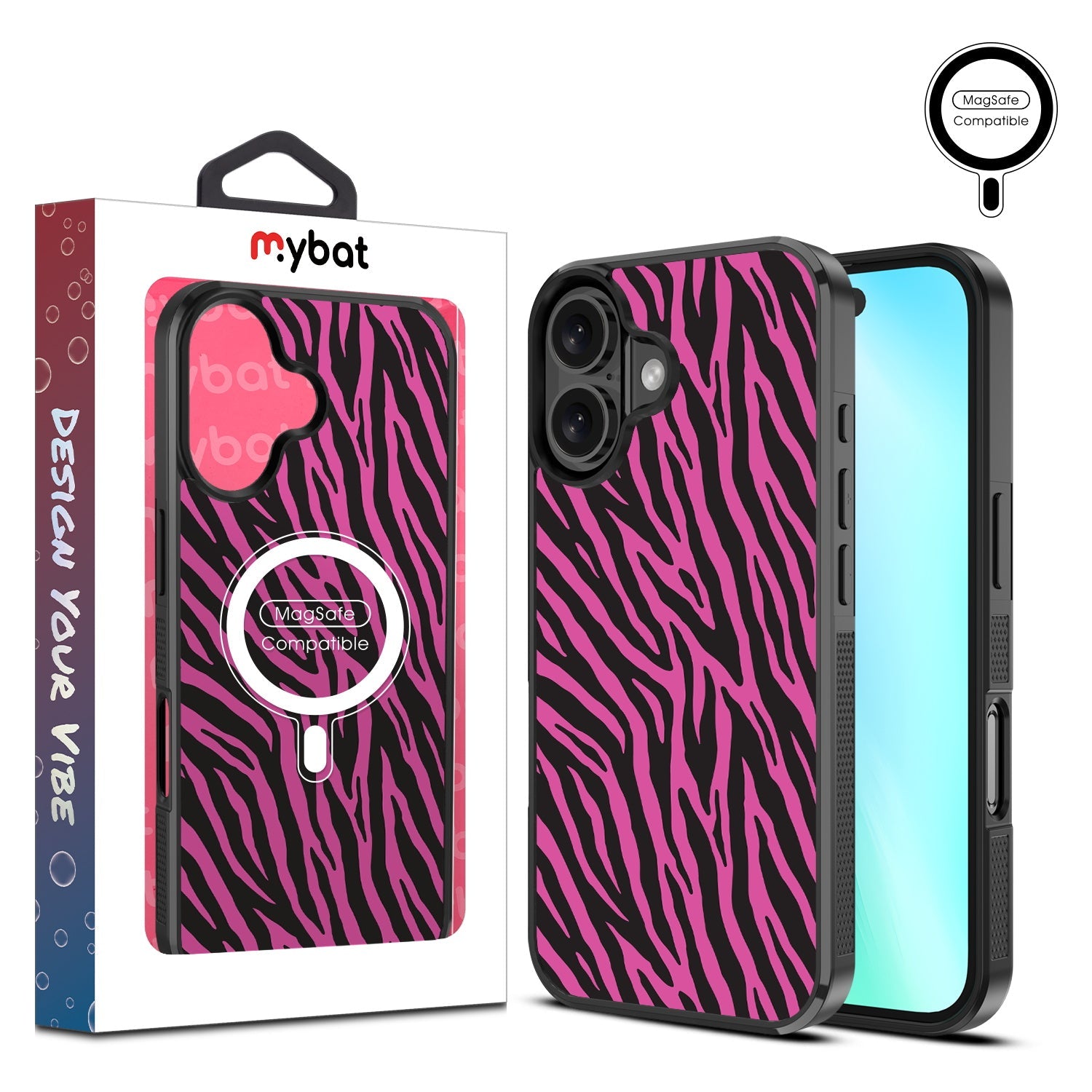 MyBat Design Lab Series MagSafe Case for Apple iPhone 16 - Pink Zebra Print