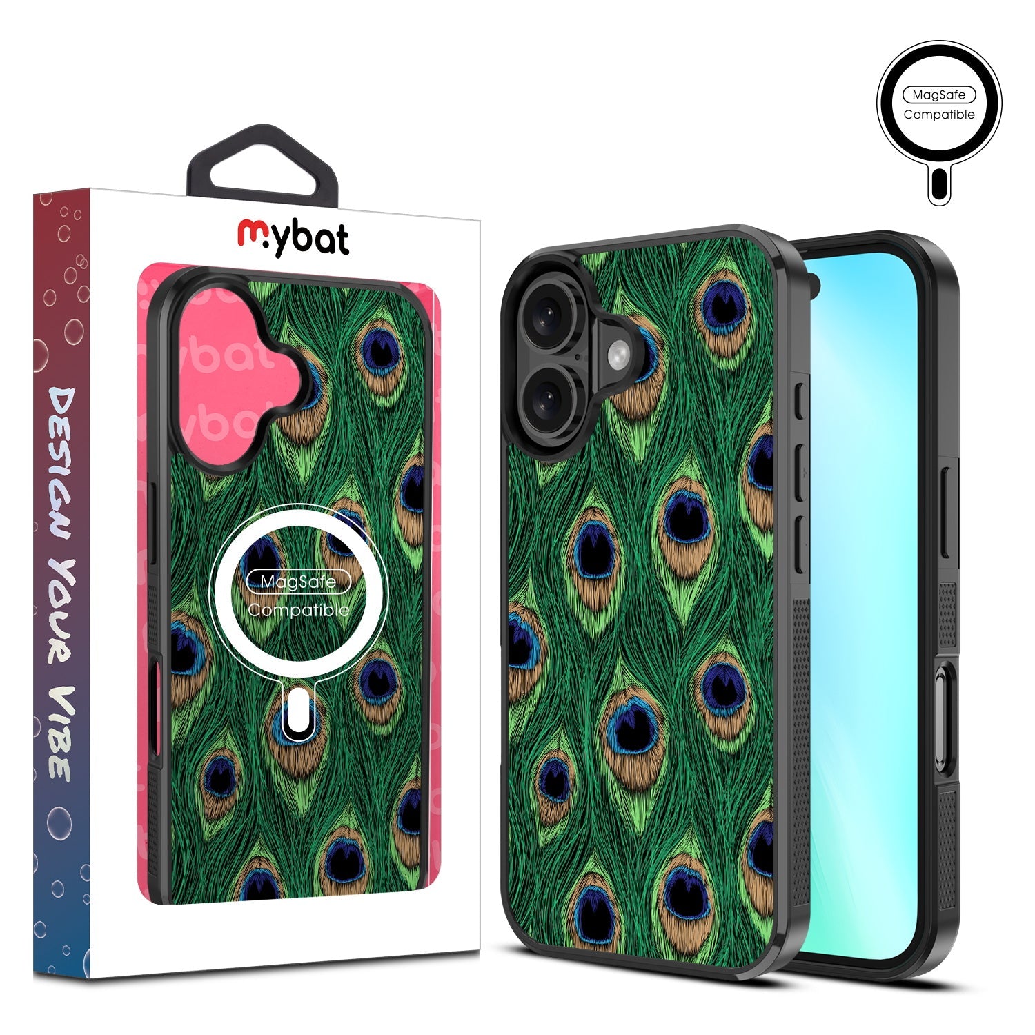 MyBat Design Lab Series MagSafe Case for Apple iPhone 16 - Peacock Feathers
