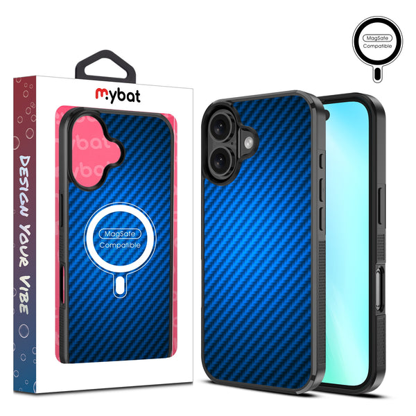MyBat Design Lab Series MagSafe Case for Apple iPhone 16 - Blue Carbon Fiber - MIP16CSLESMSM084-1.jpg