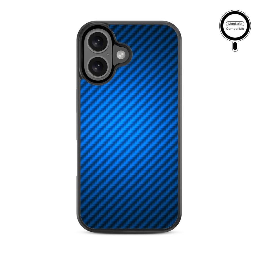 MyBat Design Lab Series MagSafe Case for Apple iPhone 16 - Blue Carbon Fiber