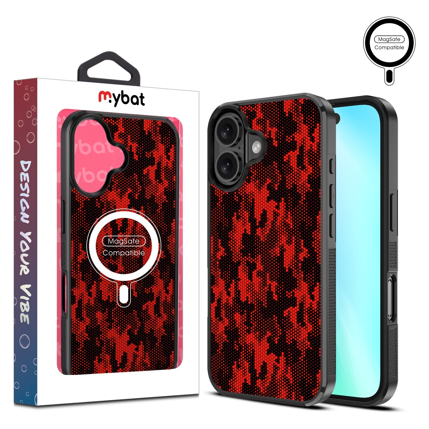 MyBat Design Lab Series MagSafe Case for Apple iPhone 16 - Red Digital Camouflage