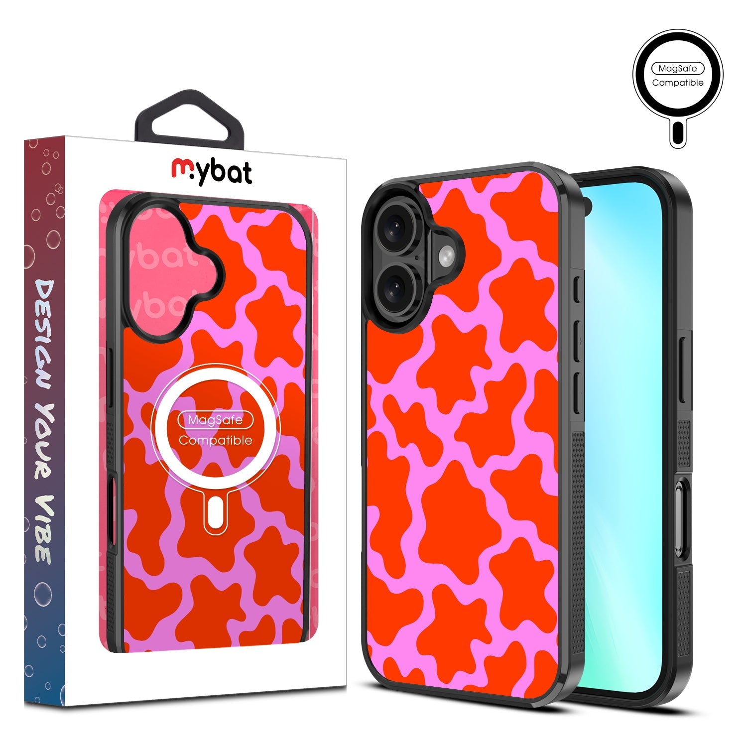 MyBat Design Lab Series MagSafe Case for Apple iPhone 16 - Pink Retro Splashes