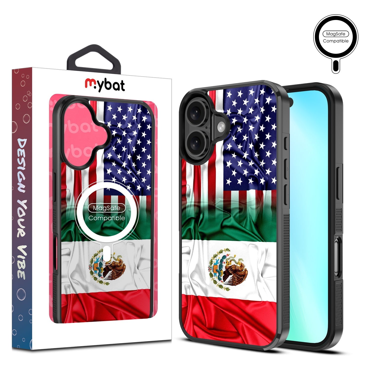 MyBat Design Lab Series MagSafe Case for Apple iPhone 16 – Mexican-American Flag