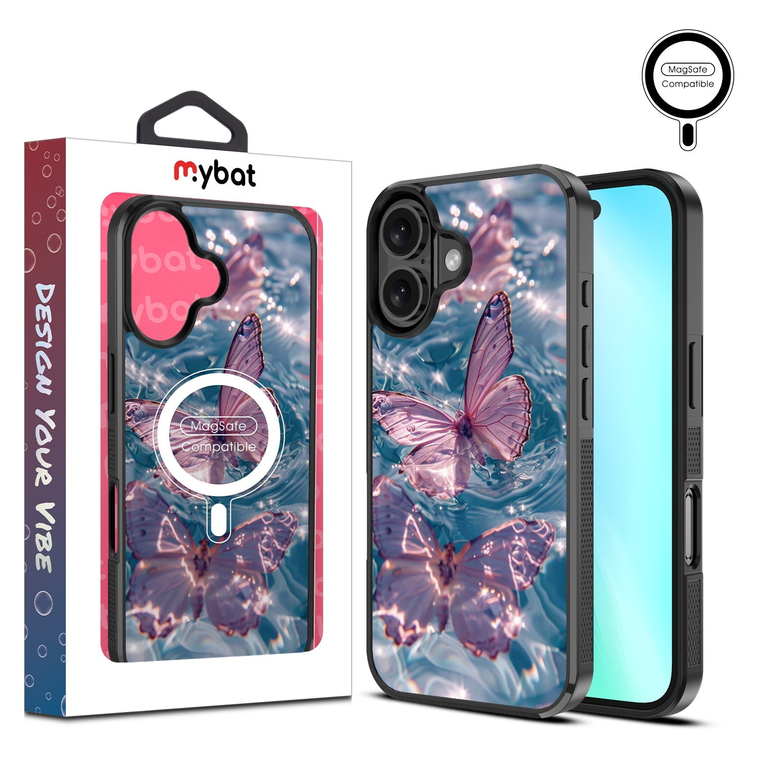 MyBat Design Lab Series MagSafe Case for Apple iPhone 16 - Floating Butterflies