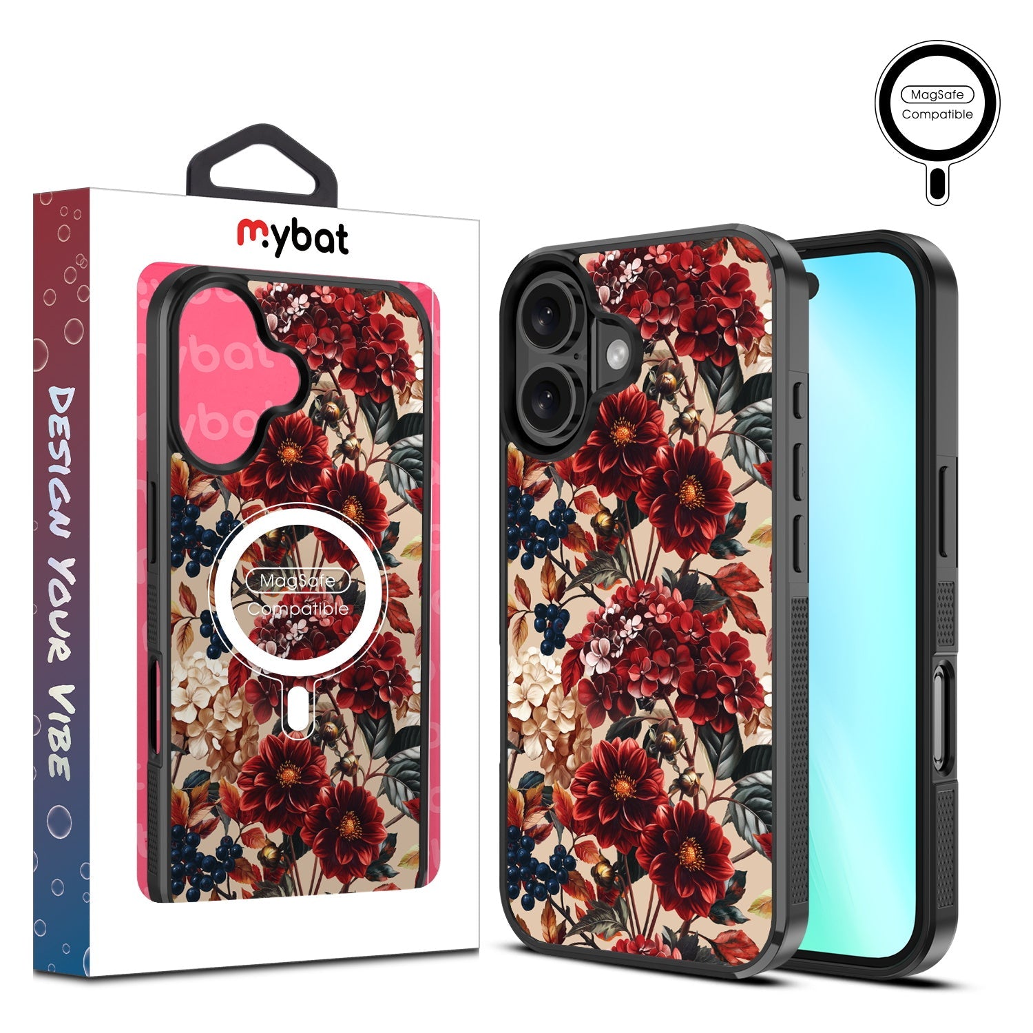 MyBat Design Lab Series MagSafe Case for Apple iPhone 16 - Rust & Bloom