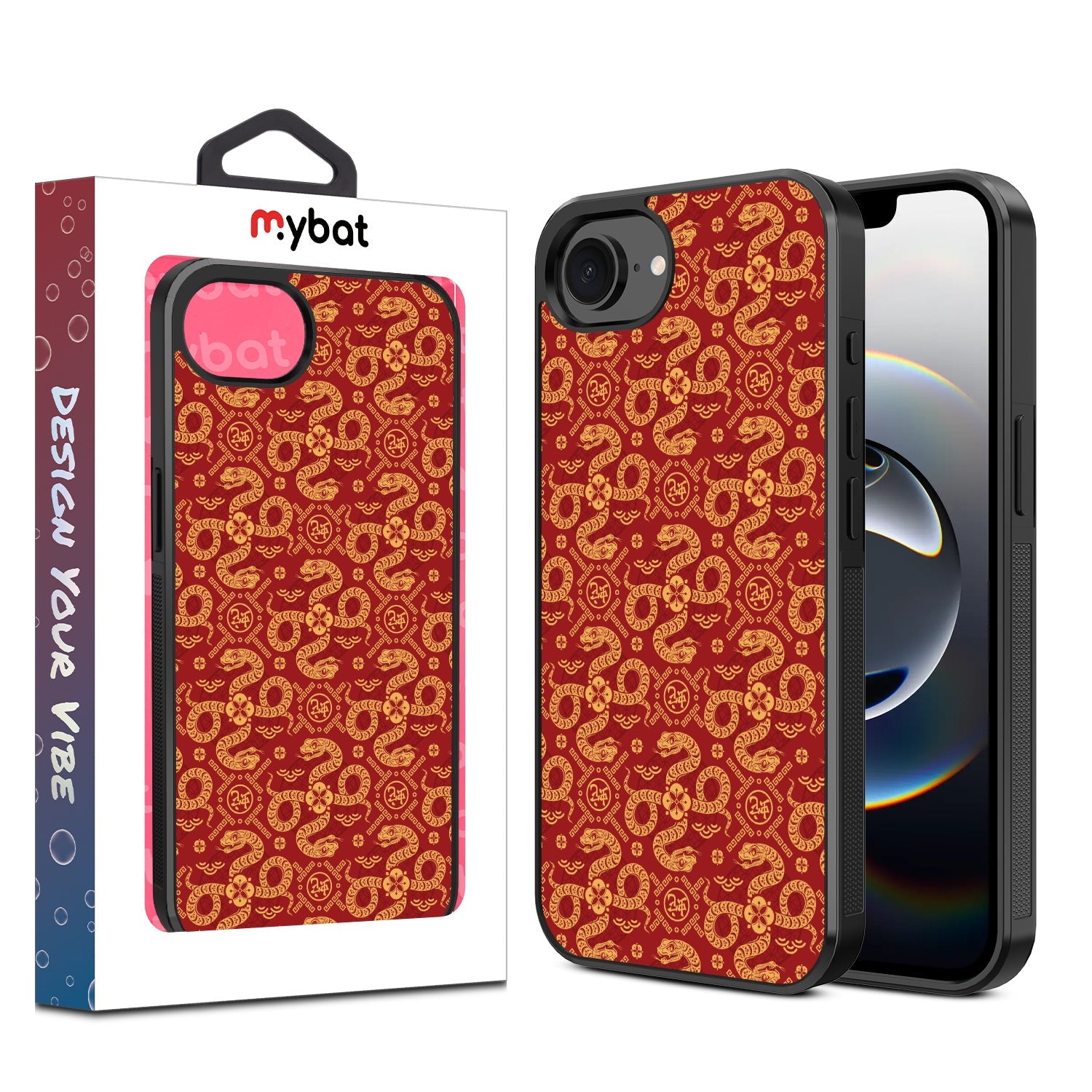 MyBat Design Lab Series Case for Apple iPhone 17e / 16e - Golden Snake Dance