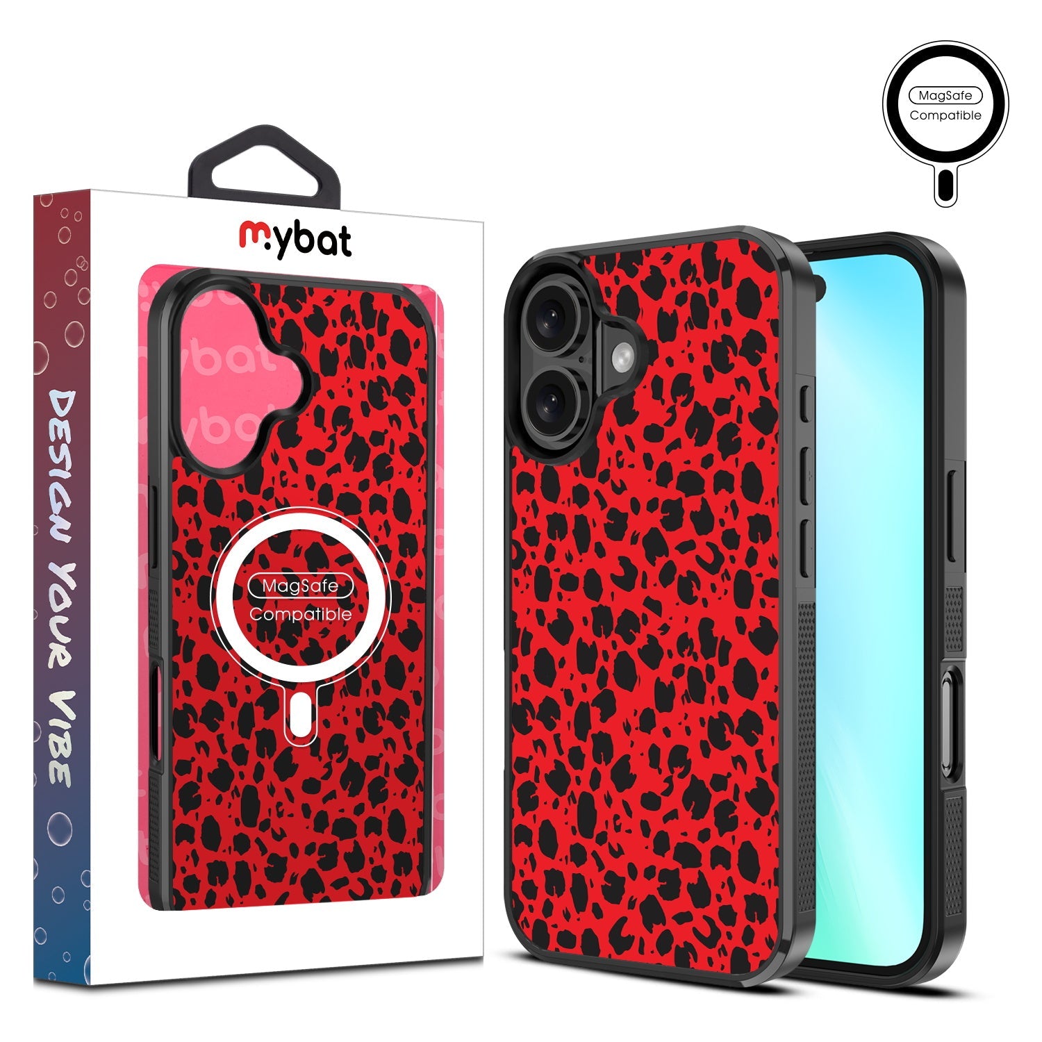 MyBat Design Lab Series MagSafe Case for Apple iPhone 16 Plus - Red Leopard Print