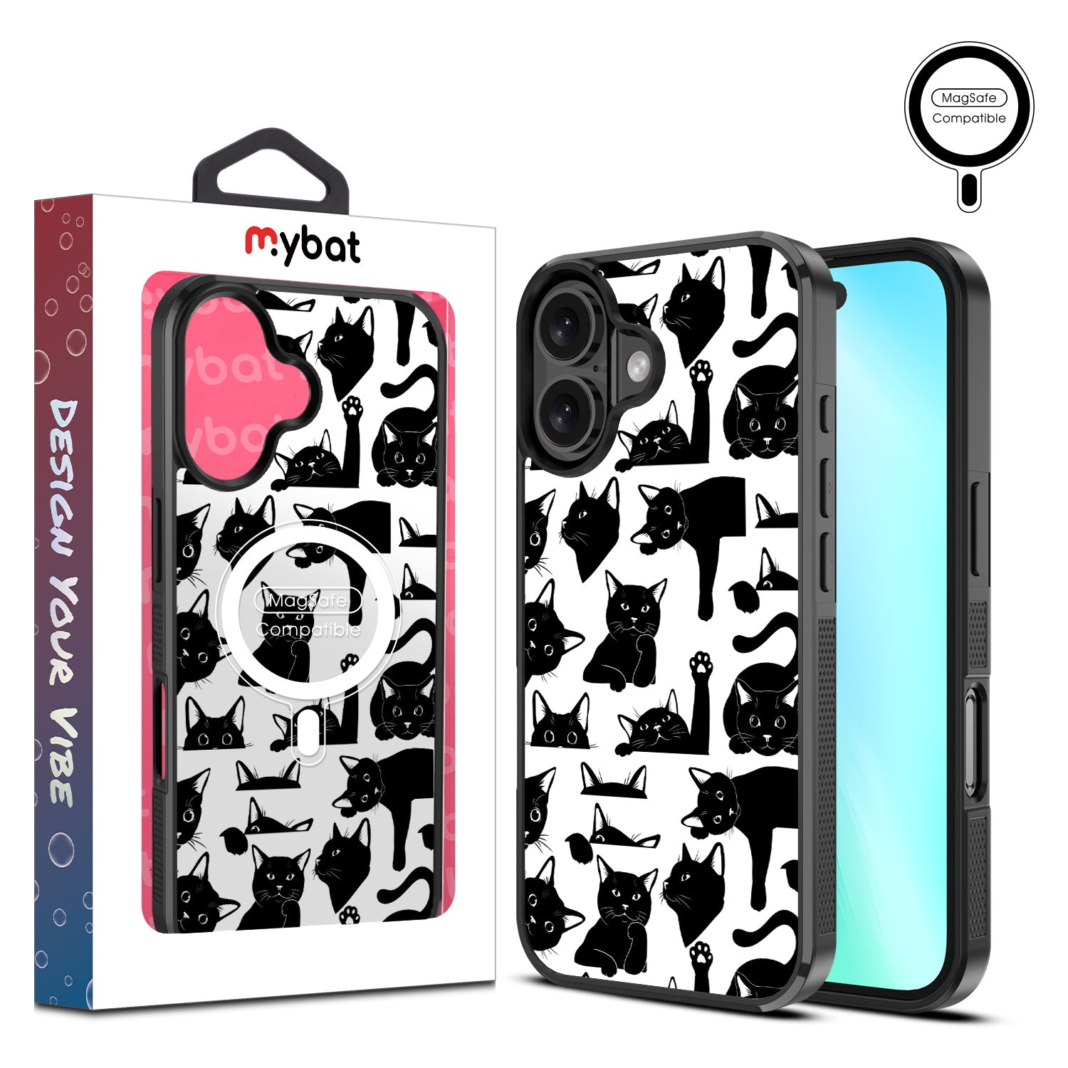 MyBat Design Lab Series MagSafe Case for Apple iPhone 16 Plus - Black Cats