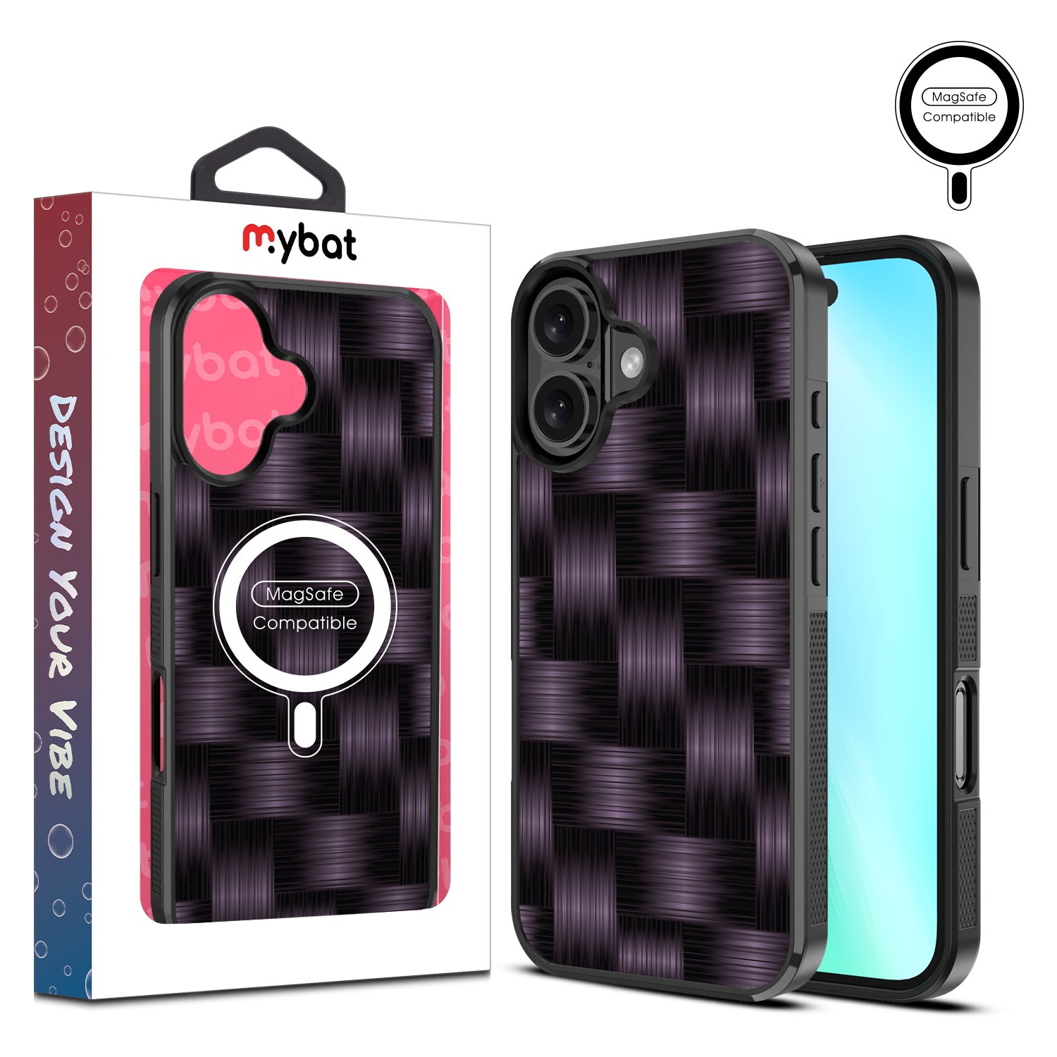 MyBat Design Lab Series MagSafe Case for Apple iPhone 16 Plus - Woven Carbon Fiber