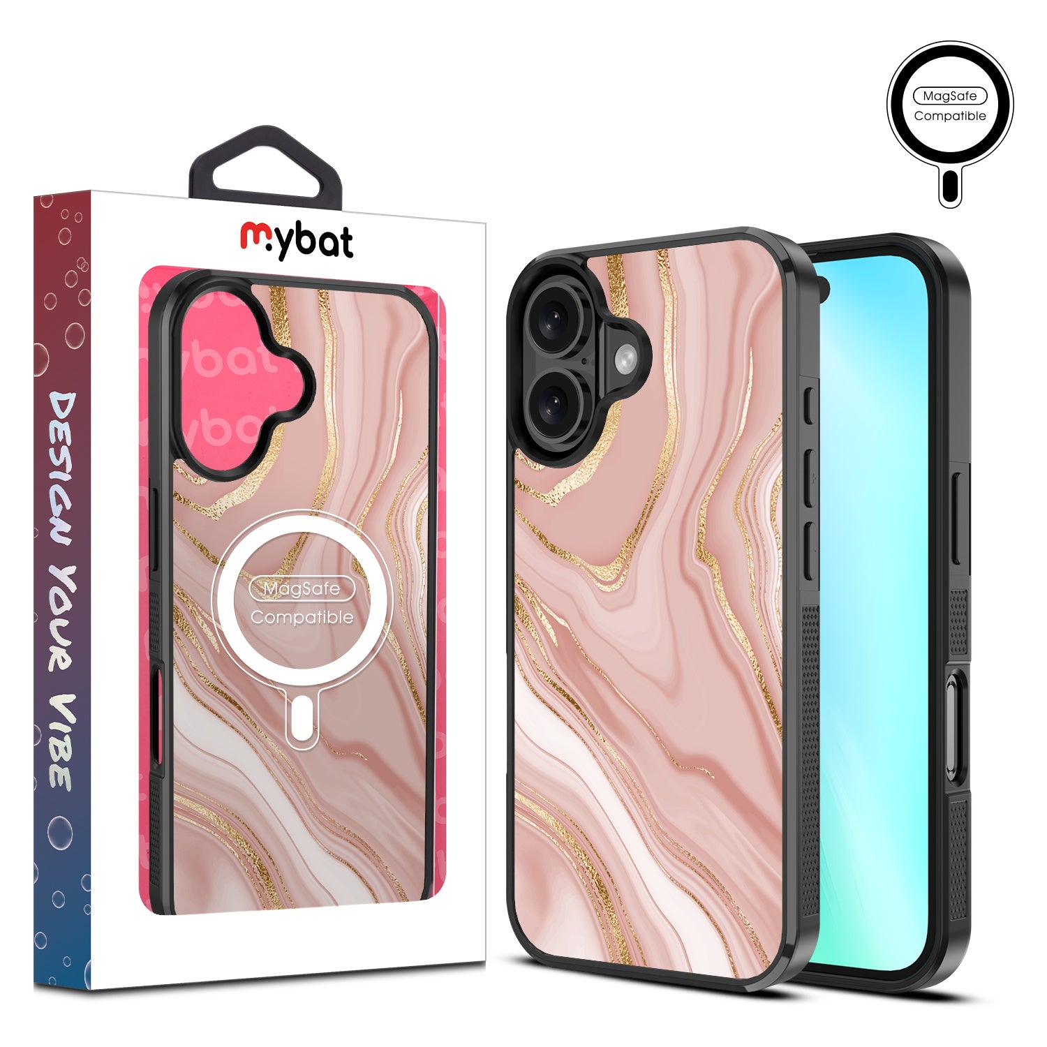 MyBat Design Lab Series MagSafe Case for Apple iPhone 16 Plus - Pink Marble