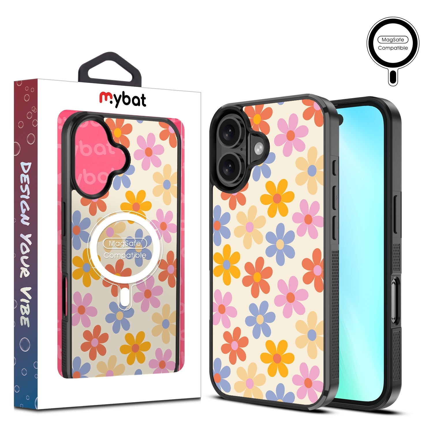 MyBat Design Lab Series MagSafe Case for Apple iPhone 16 Plus - Retro Daisies