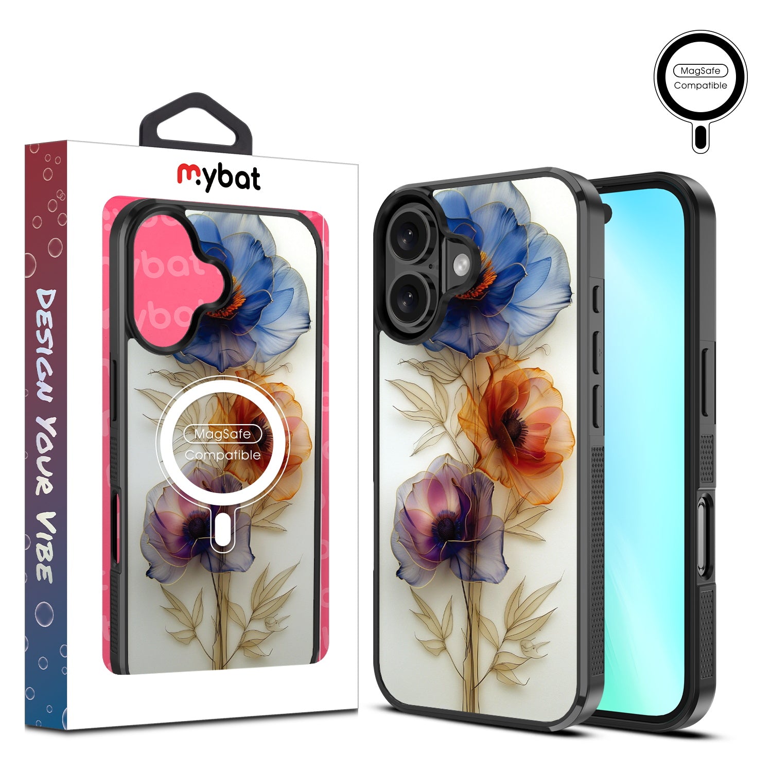 MyBat Design Lab Series MagSafe Case for Apple iPhone 16 Plus - Pressed Flowers