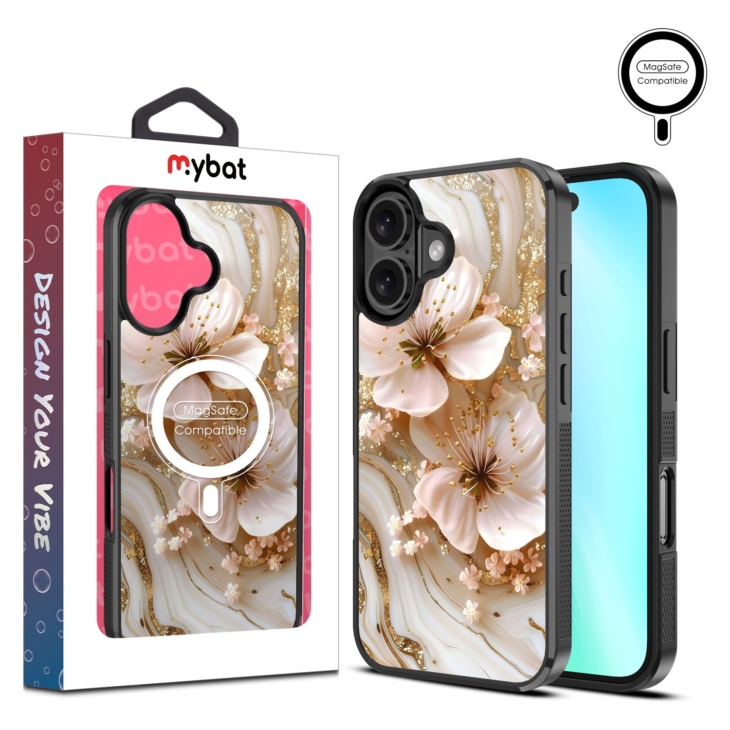 MyBat Design Lab Series MagSafe Case for Apple iPhone 16 Plus - Golden Petal Glow