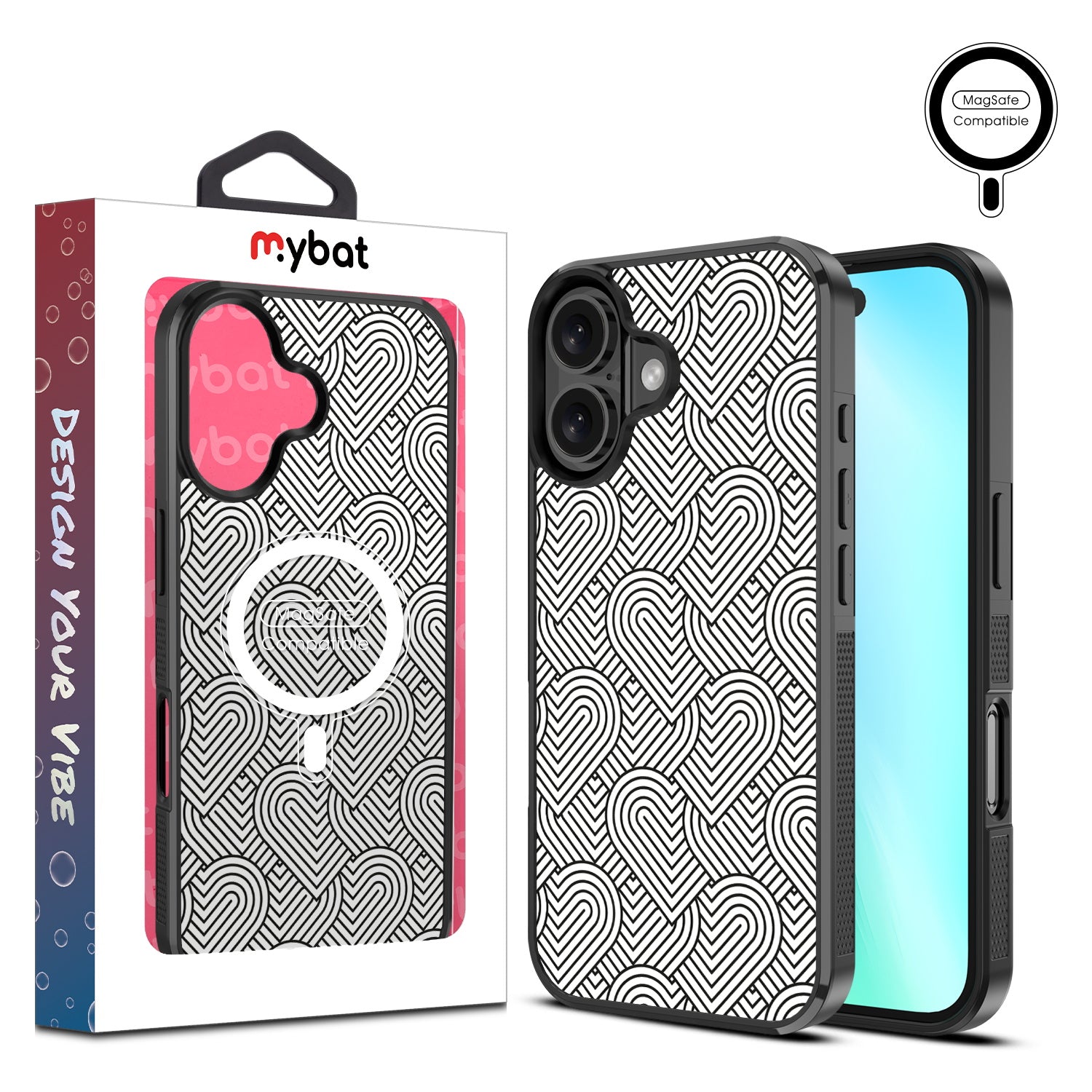 MyBat Design Lab Series MagSafe Case for Apple iPhone 16 Plus - Hearts Aligned
