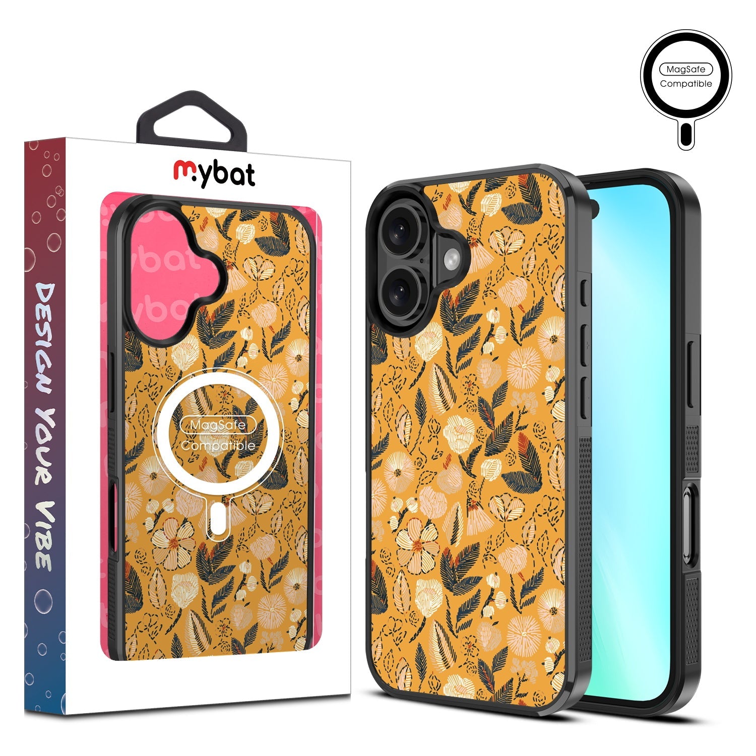MyBat Design Lab Series MagSafe Case for Apple iPhone 16 Plus - Floral Stitch