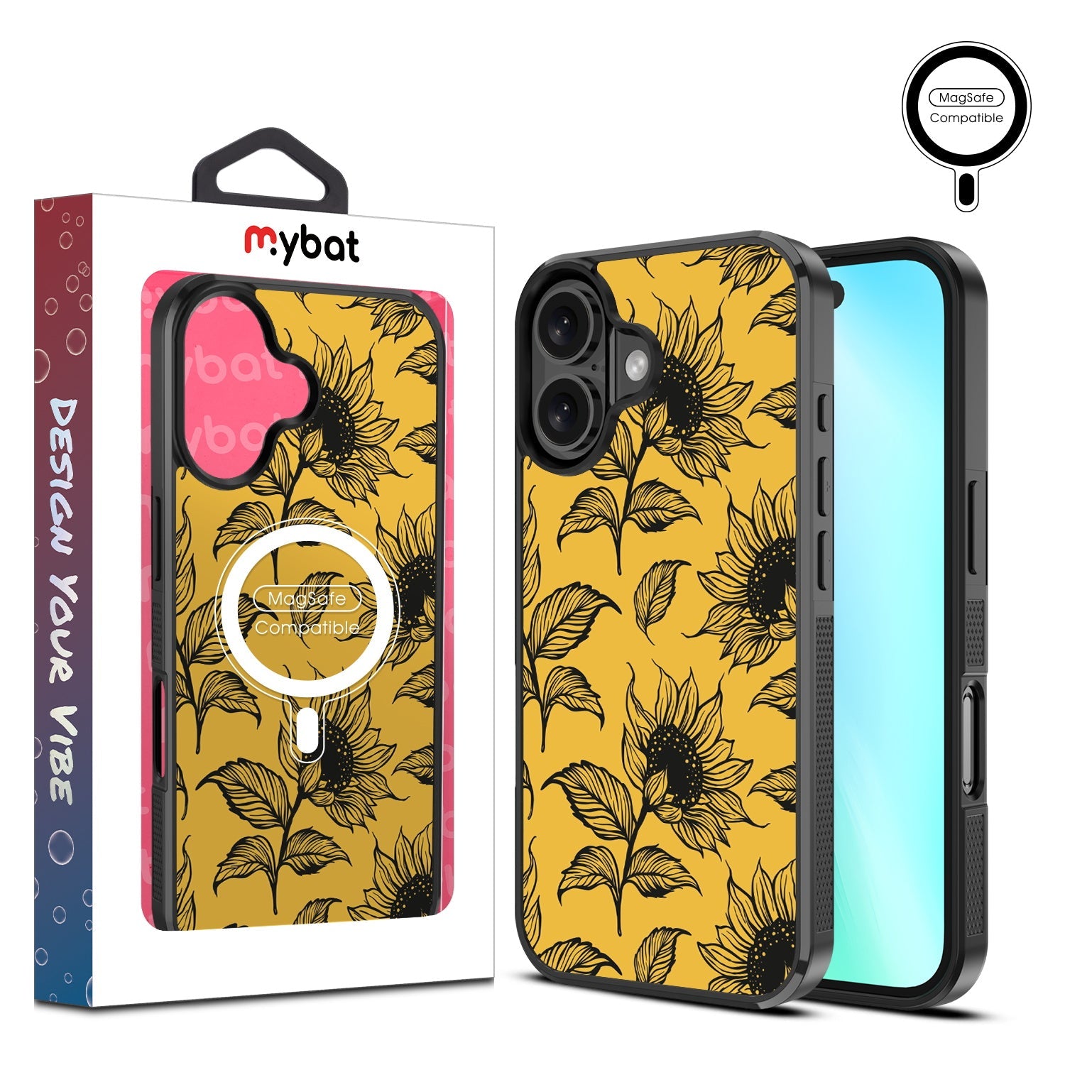 MyBat Design Lab Series MagSafe Case for Apple iPhone 16 Plus - Golden Sunflowers