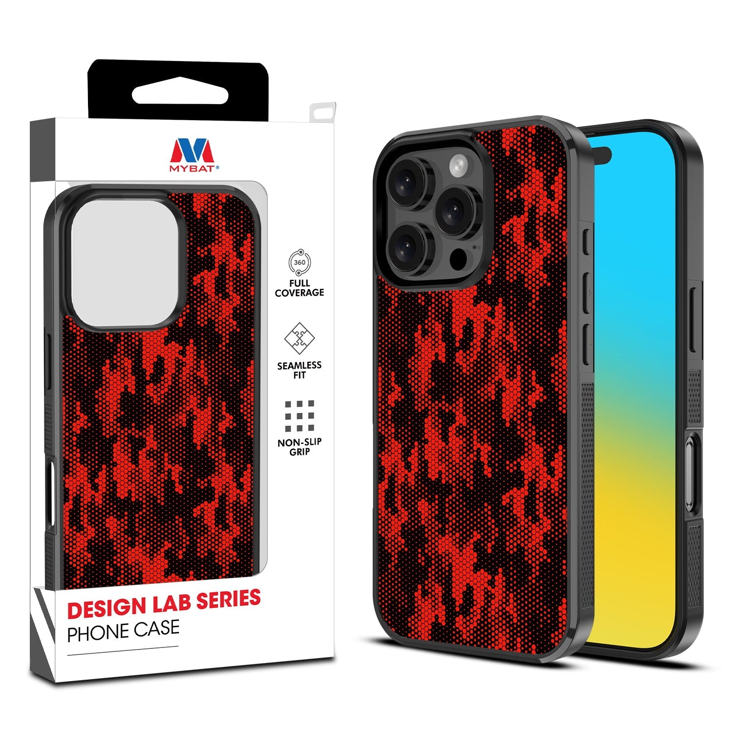 MyBat Design Lab Series Case for Apple iPhone 16 Pro - Red Digital Camouflage