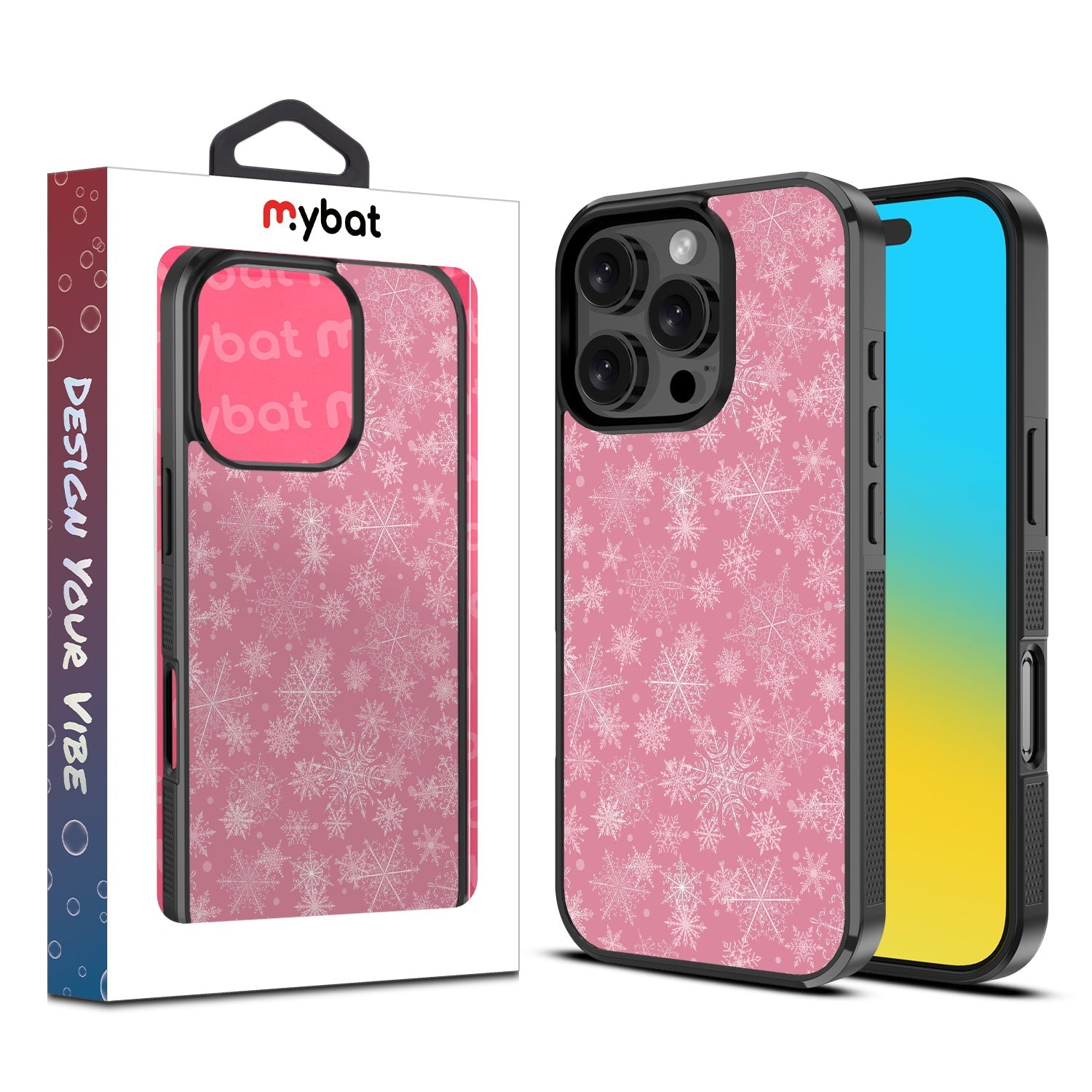 MyBat Design Lab Series Case for Apple iPhone 16 Pro - Pink Snowflakes