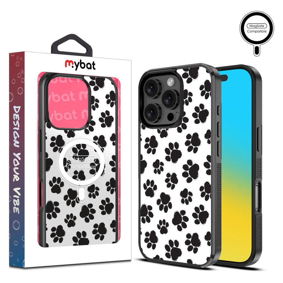 MyBat Design Lab Series MagSafe Case for Apple iPhone 16 Pro - Black Paw Prints